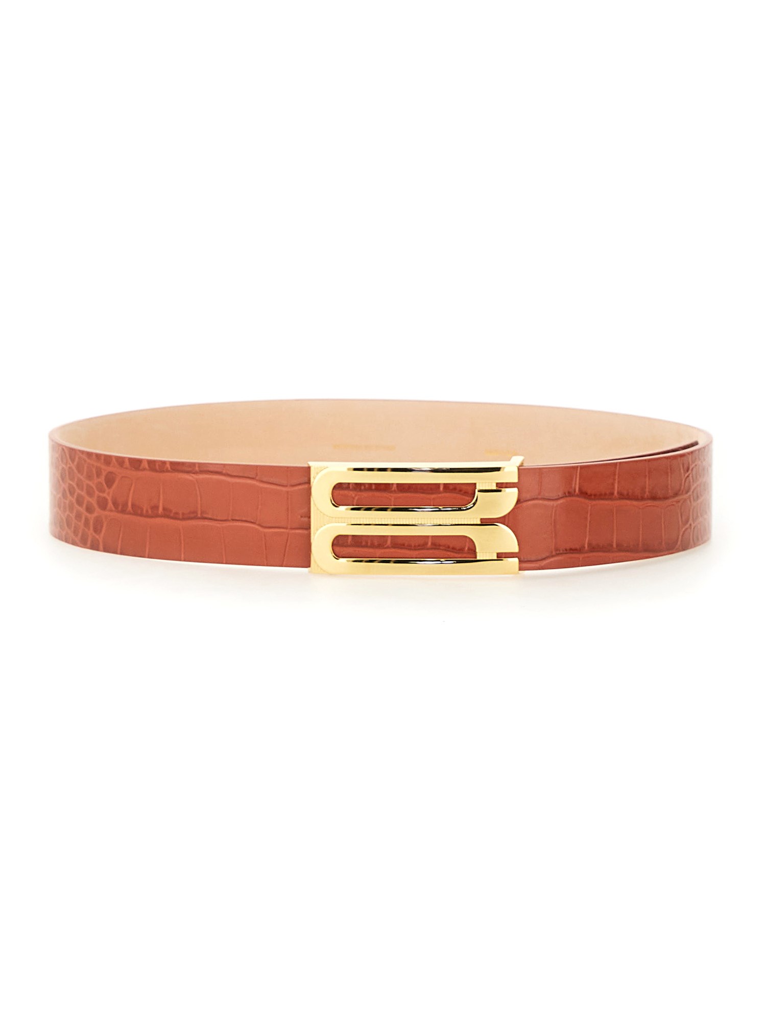 Shop Victoria Beckham Leather Belt In Buff