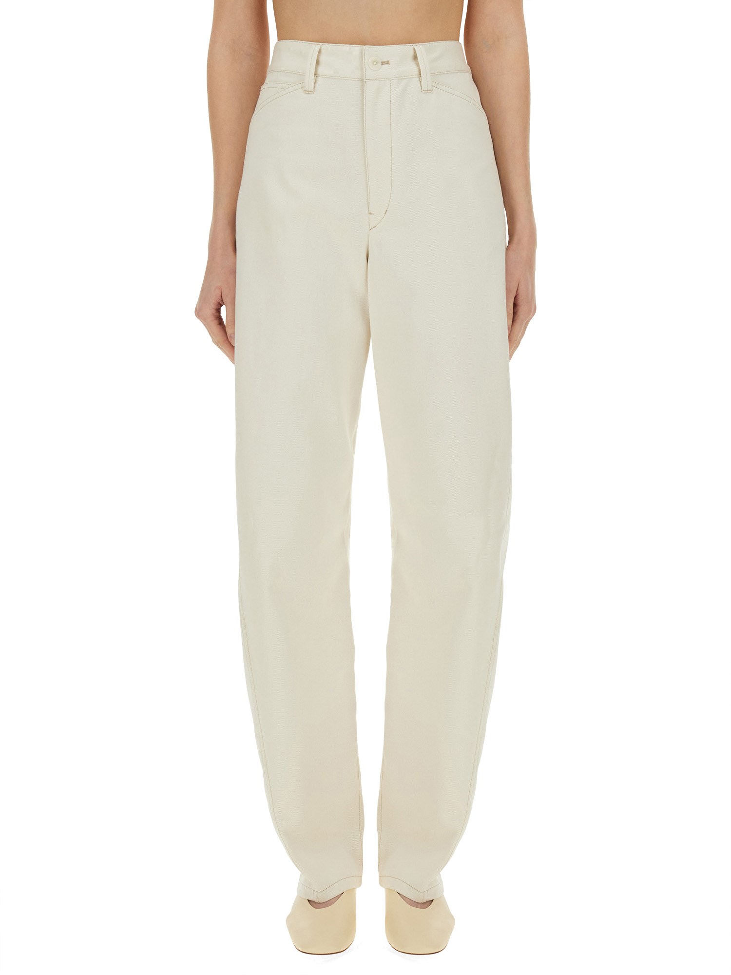 Lemaire Cotton Five Pocket Twisted Pants In Ivory
