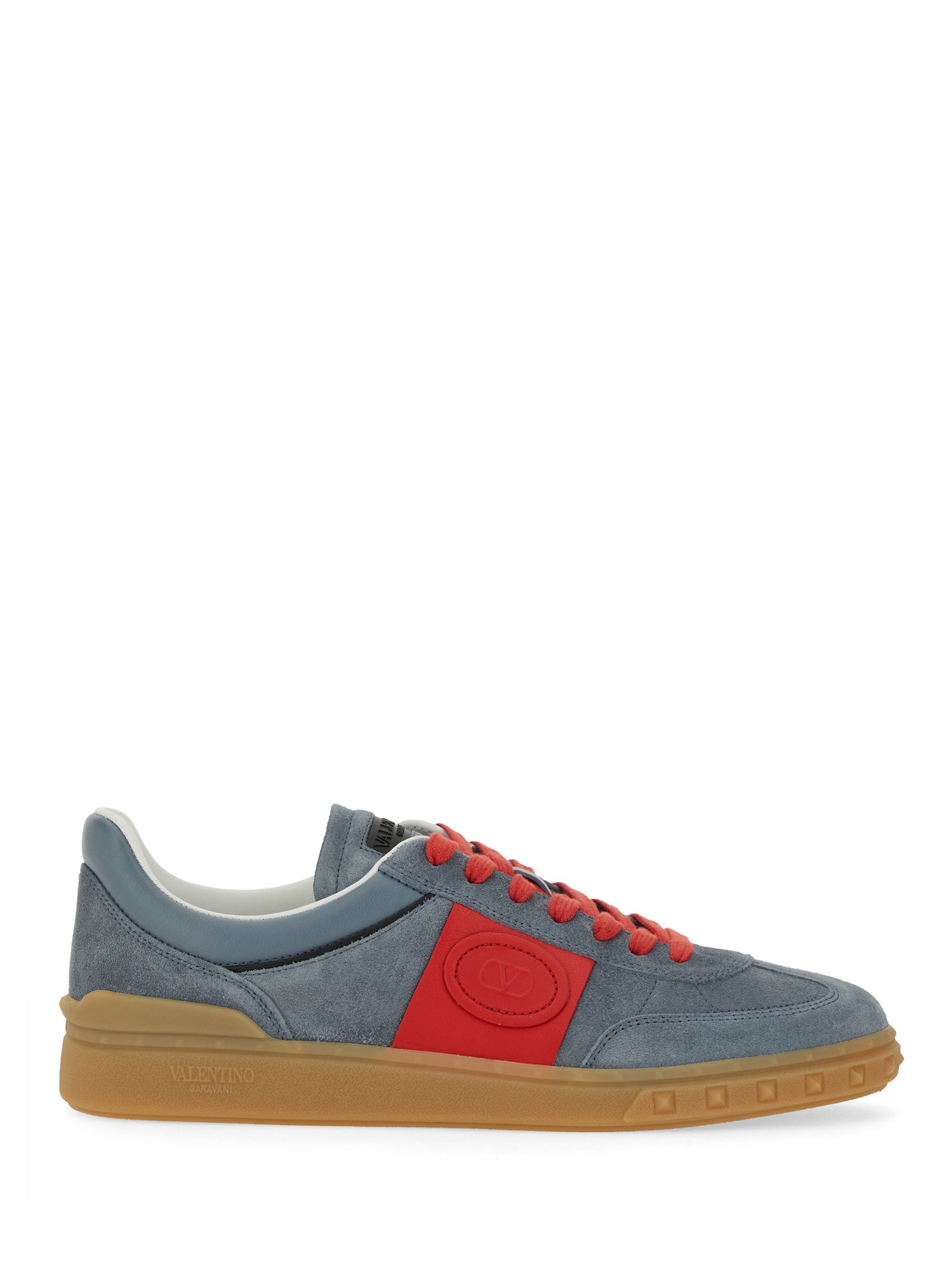 Valentino Garavani Men Upvillage Low Top Sneaker In Split Leather And Calfskin Nappa Leather In Blue