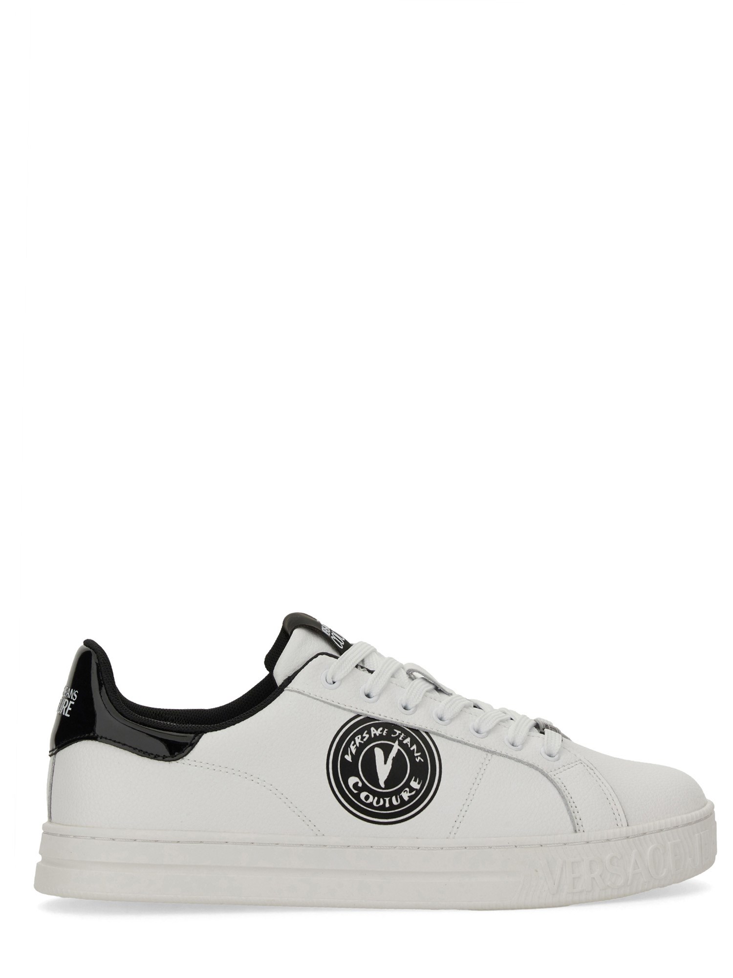 Shop Versace Jeans Couture Leather Sneaker In White