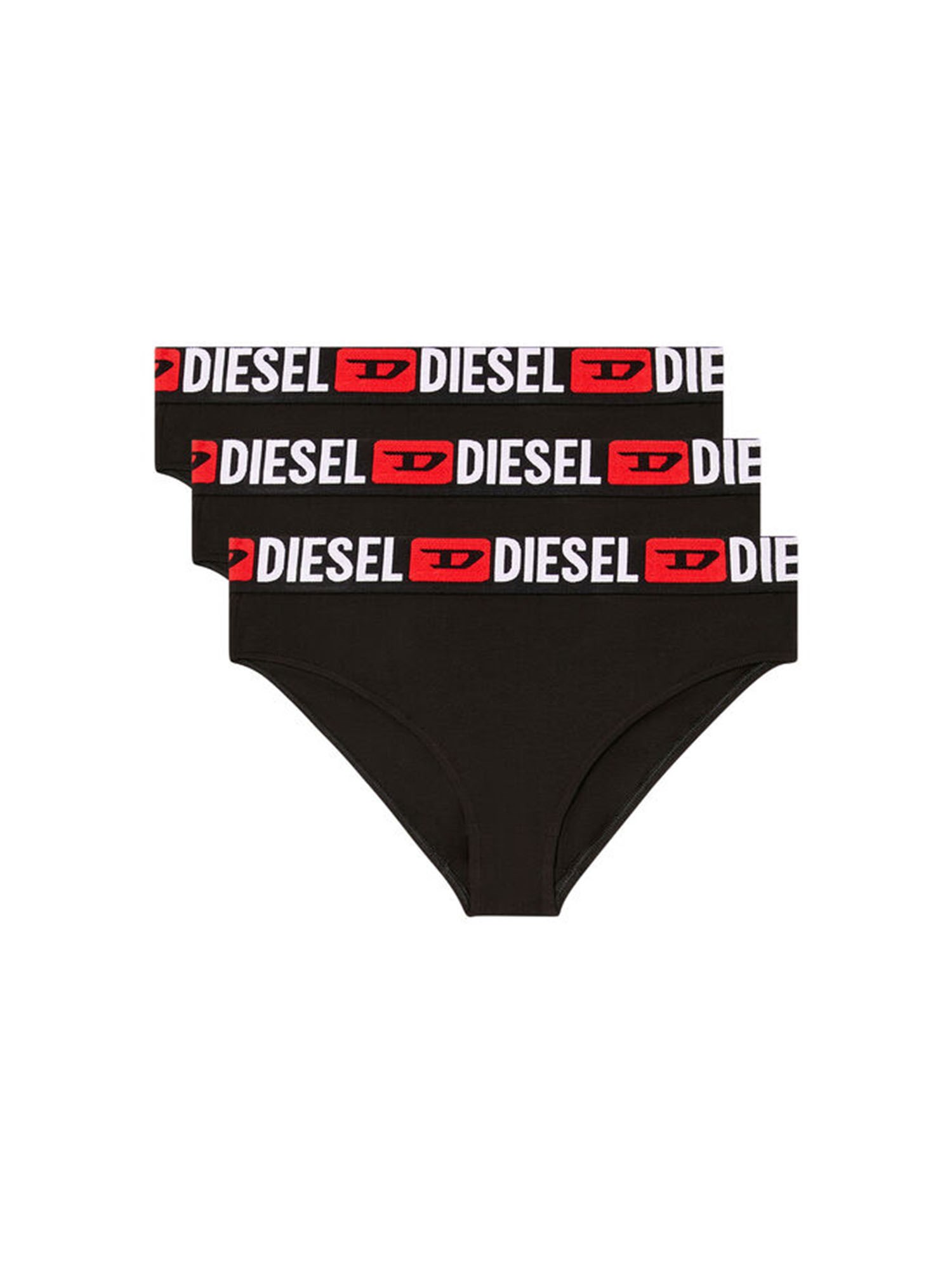 Diesel Three-pack Briefs With Maxi-logo Waist