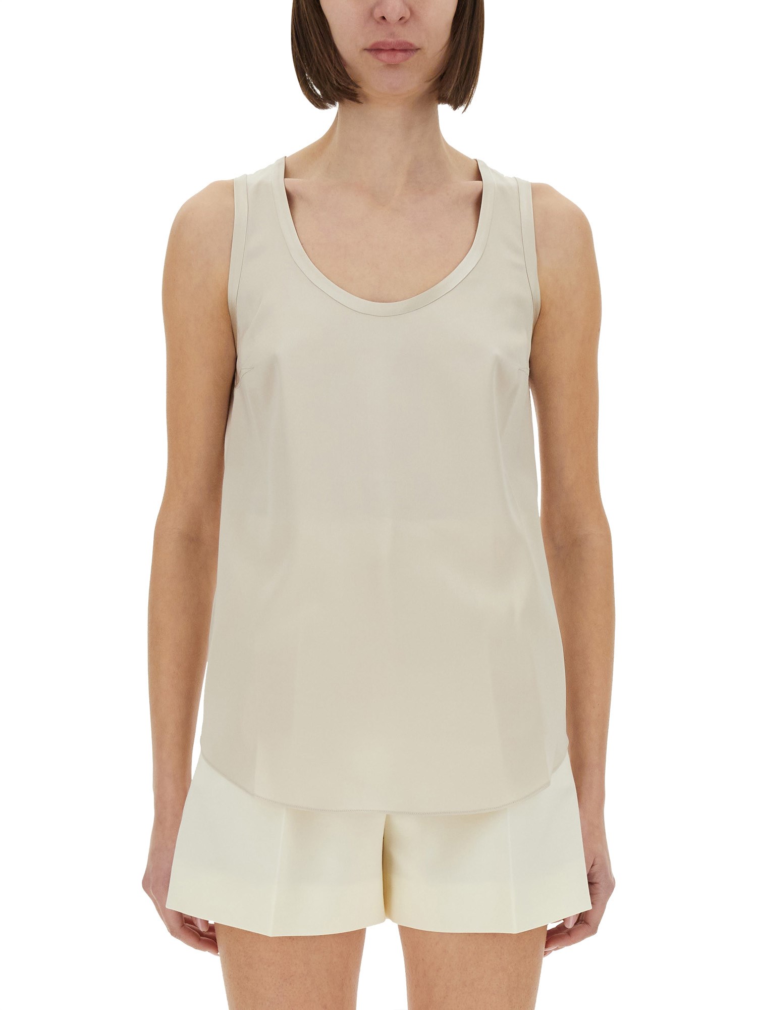Shop Brunello Cucinelli Satin Tops. In Beige