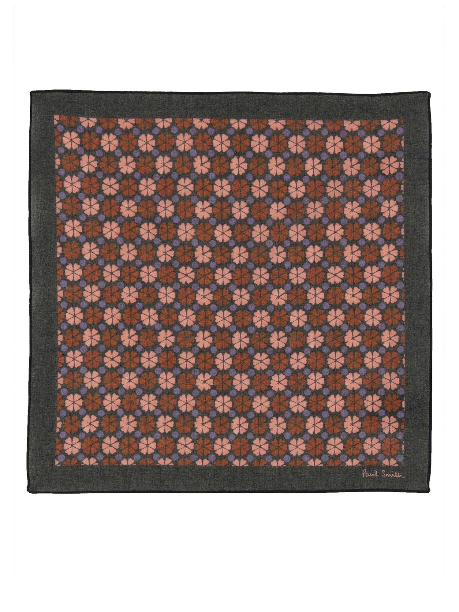 Paul Smith Floral Print Scarf In Lightweight Square Fabric In Blue