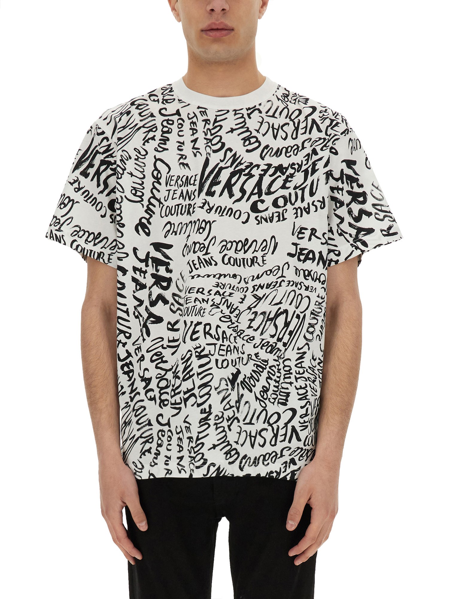 VERSACE JEANS COUTURE LOGOMANIA PRINT T-SHIRT 