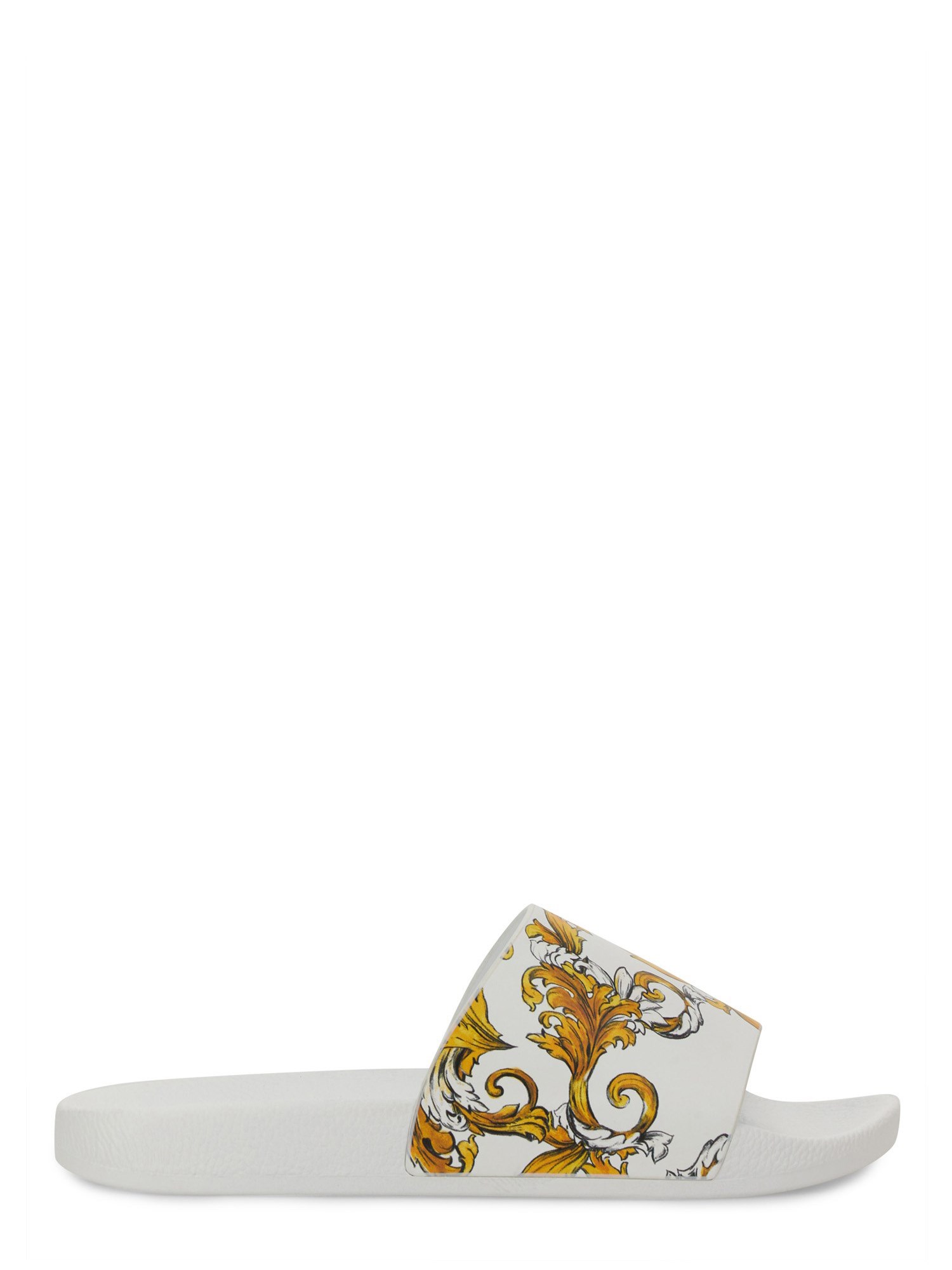 Versace Jeans Couture Slide Sandal With Logo In White