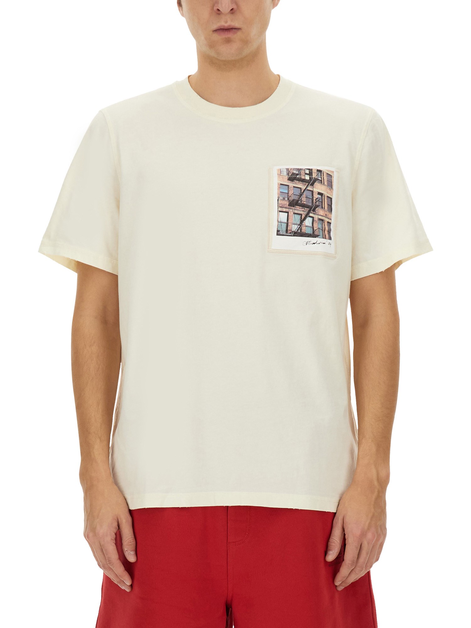 Helmut Lang Postcard Building Graphic Print T-shirt In White