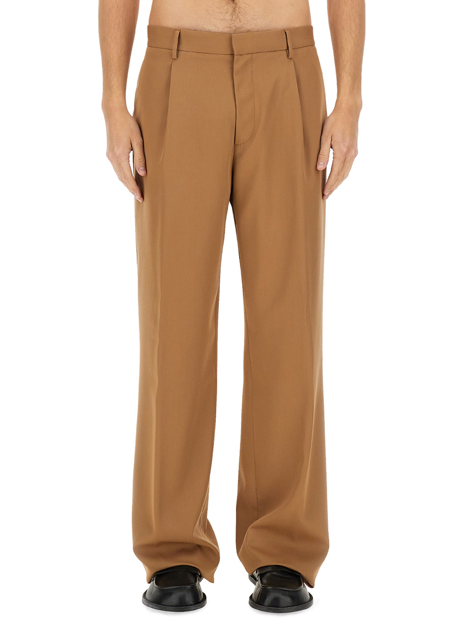 Lardini Miami Wool Crepe Gabardine Pants In Beige