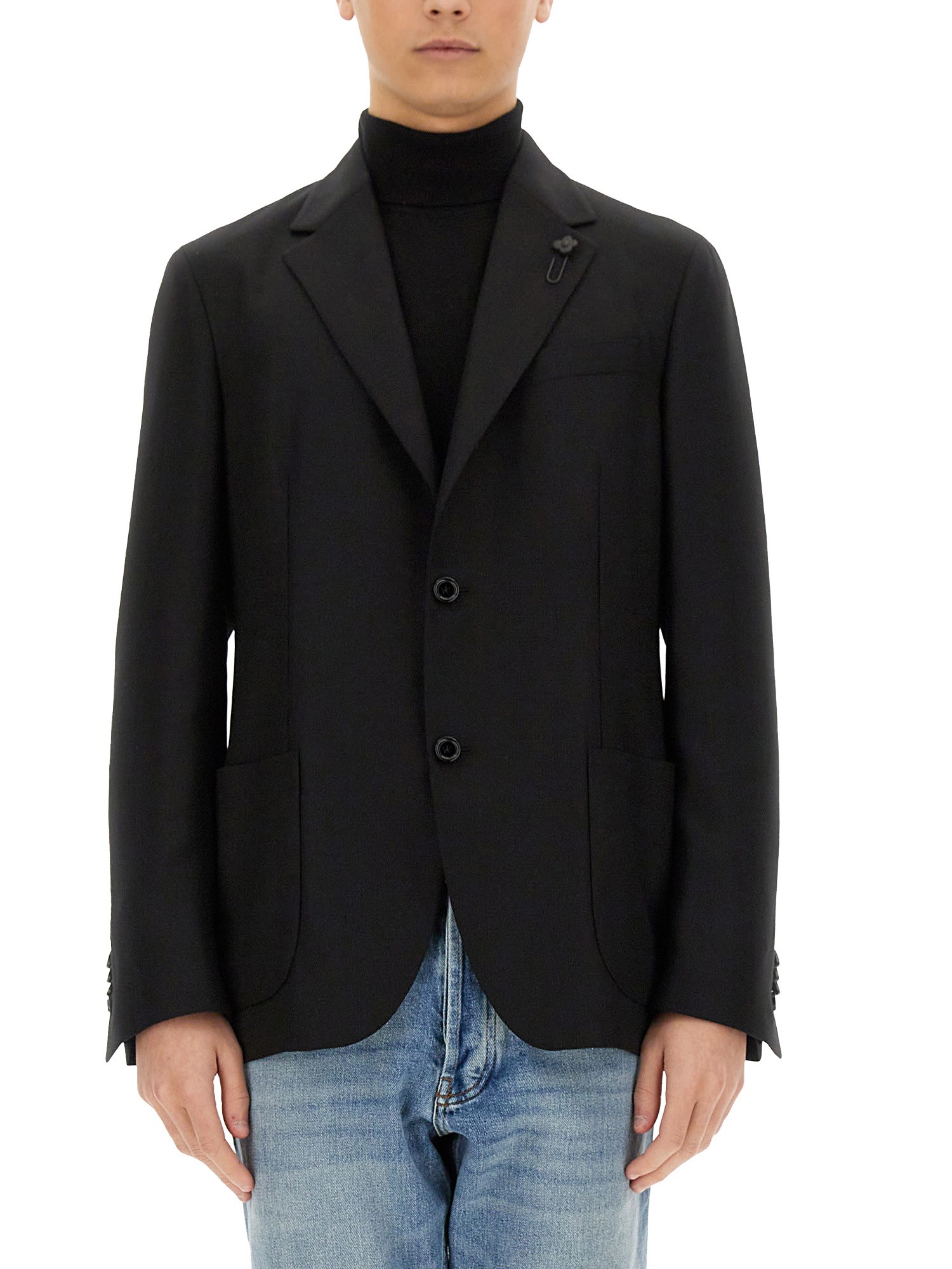 Lardini Tailored Single-breasted Jacket With Notch Lapel In Black