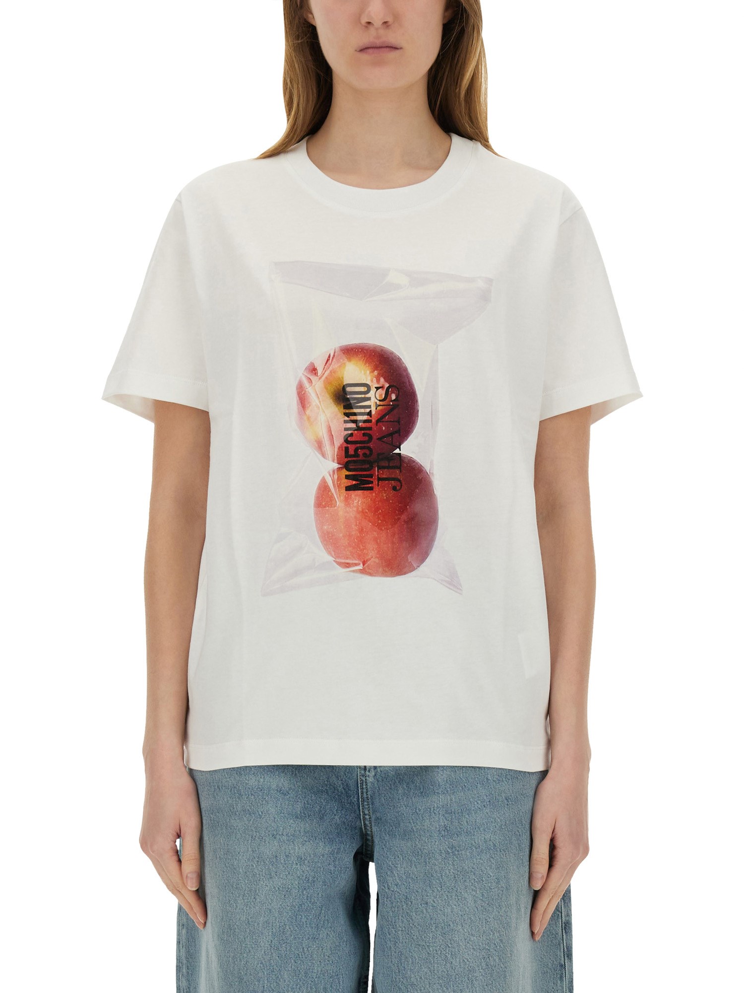 Moschino Apple Print T-shirt In White