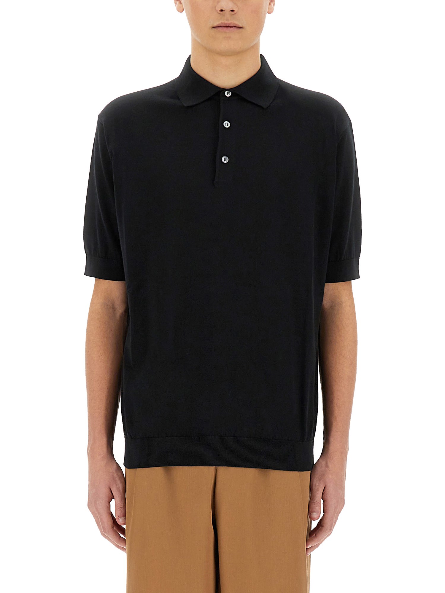 Lardini Knitted Polo. In Black