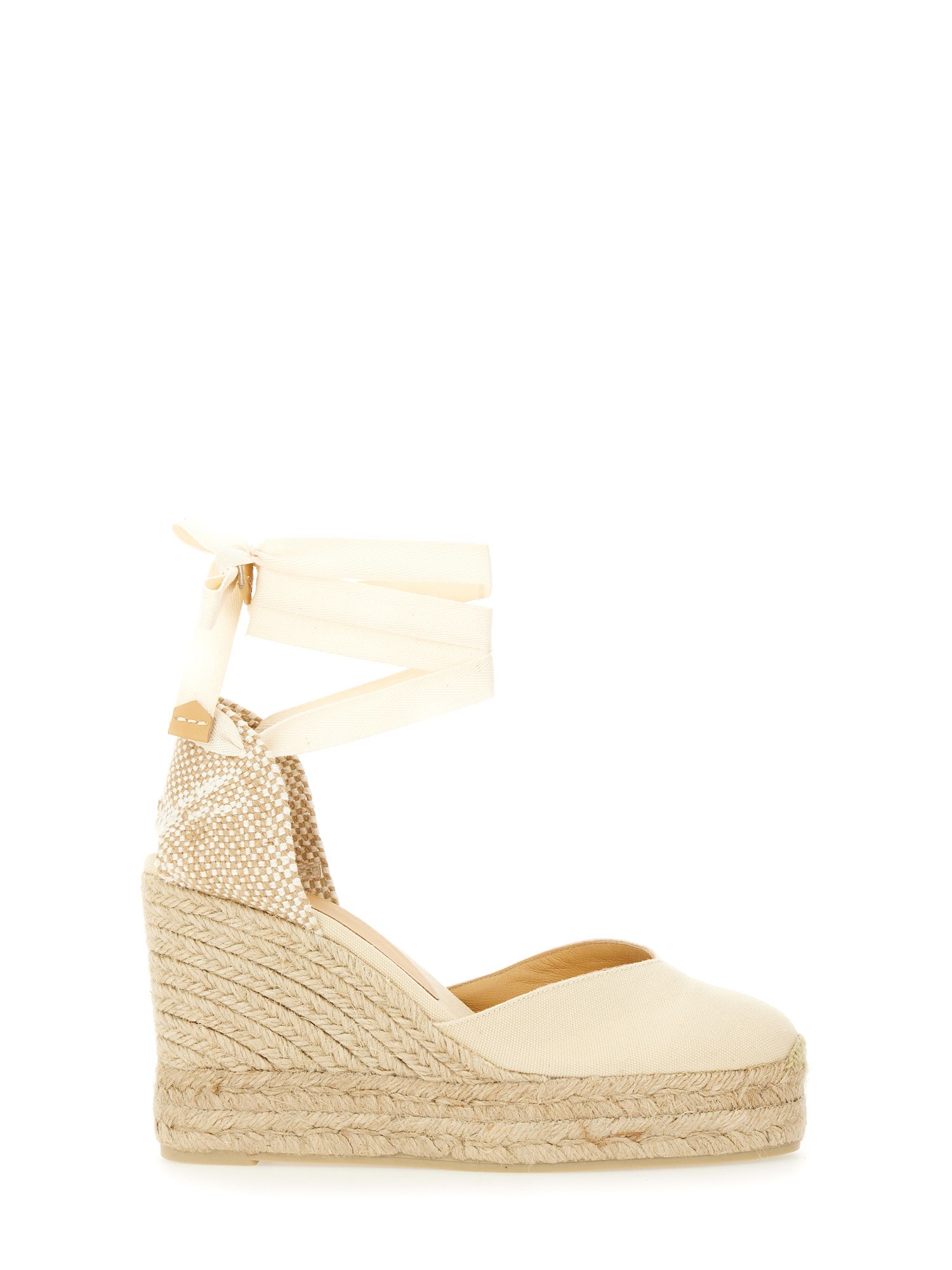 Shop Castaã±er Espadrille "clear" With Wedge In Beige