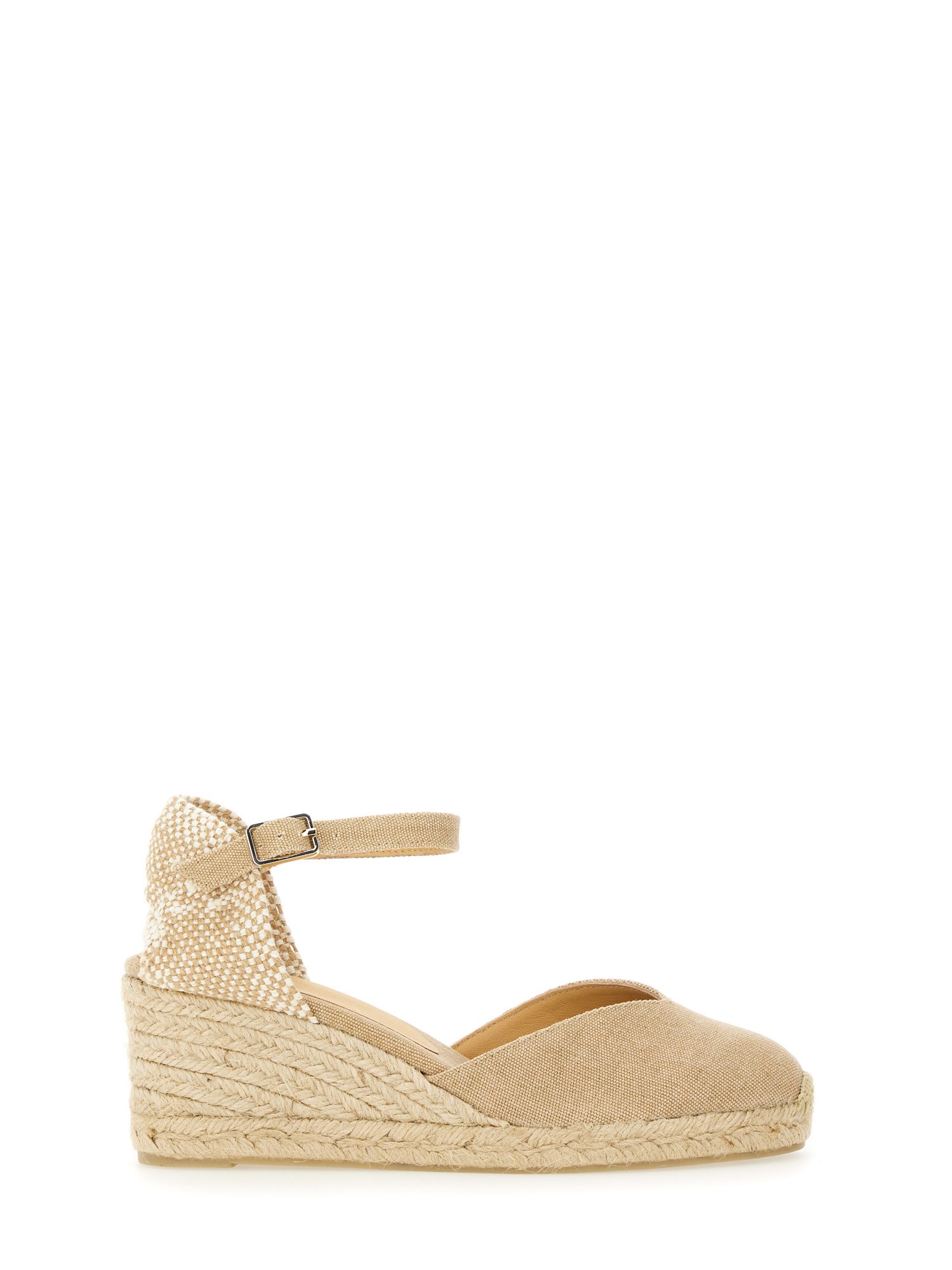 Castaã±er Carol Canvas Ankle-strap Wedge Espadrilles In Beige