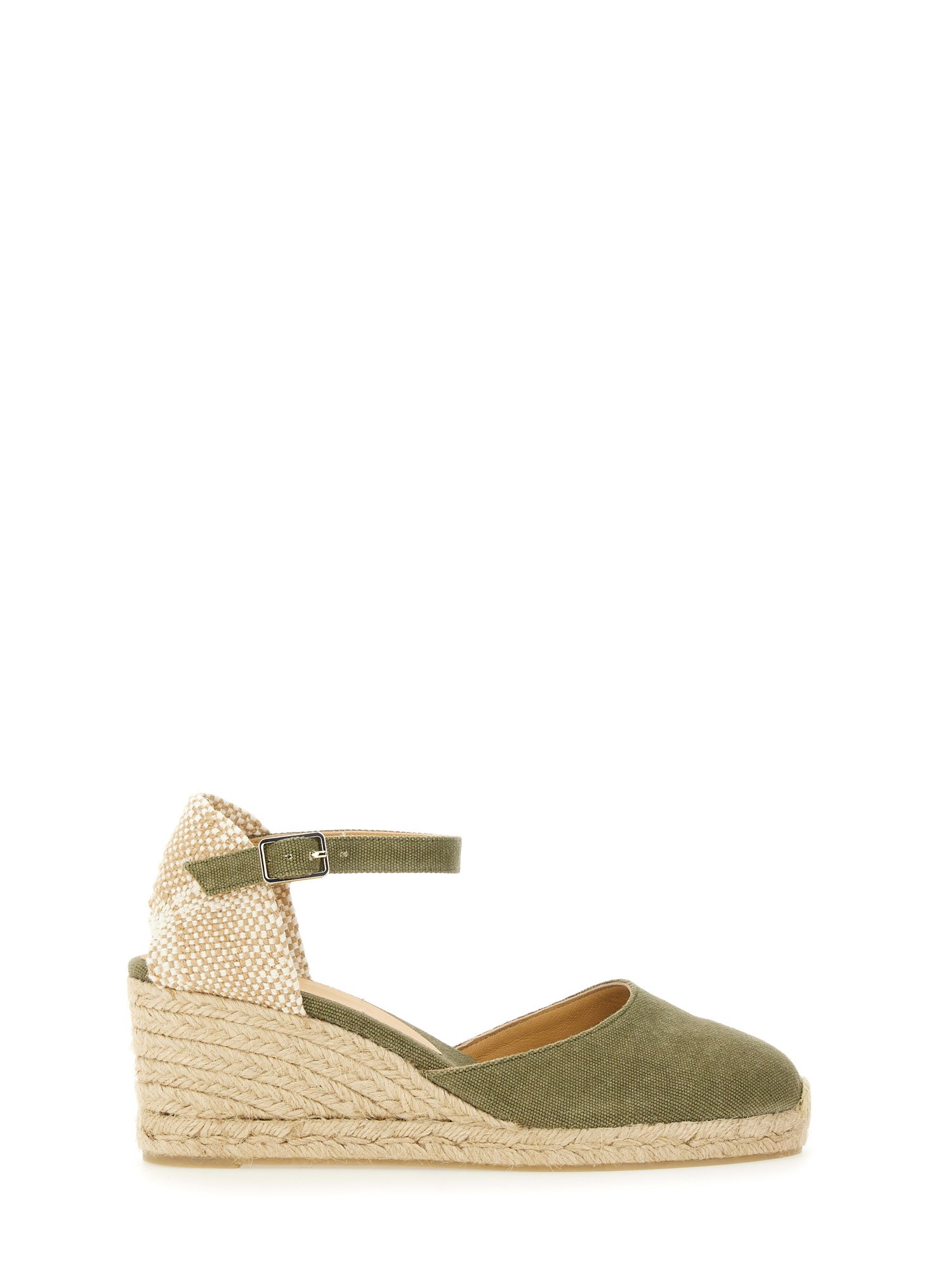 Shop Castaã±er Espadrille "carol" With Wedge In Green