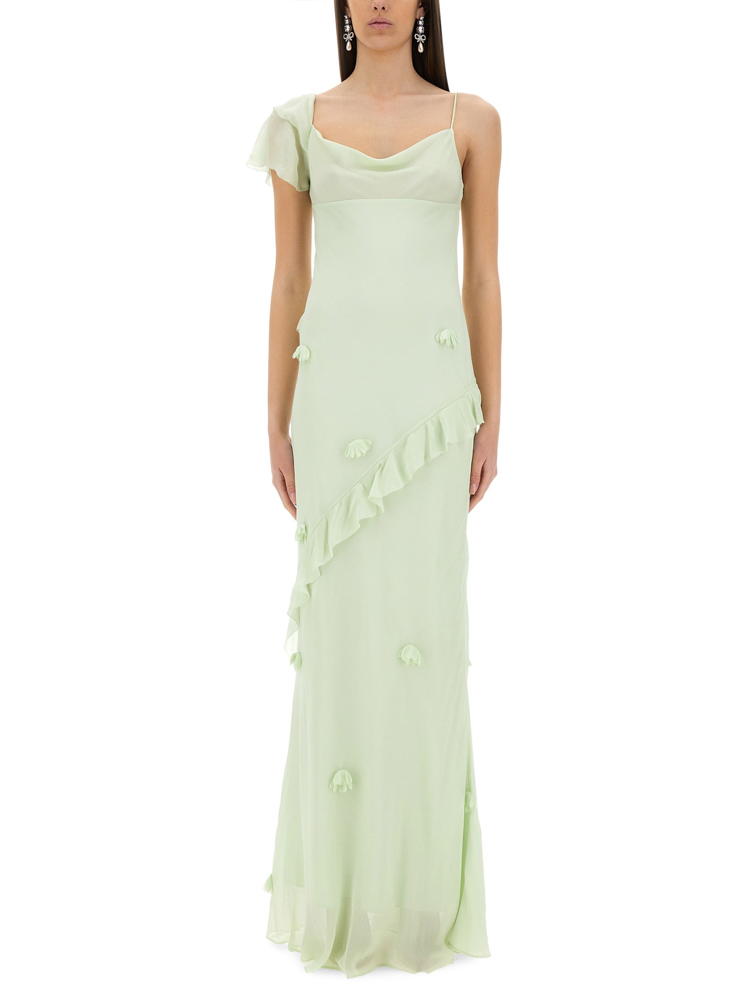 Long dress with floral appliqués - self-portrait - Modalova