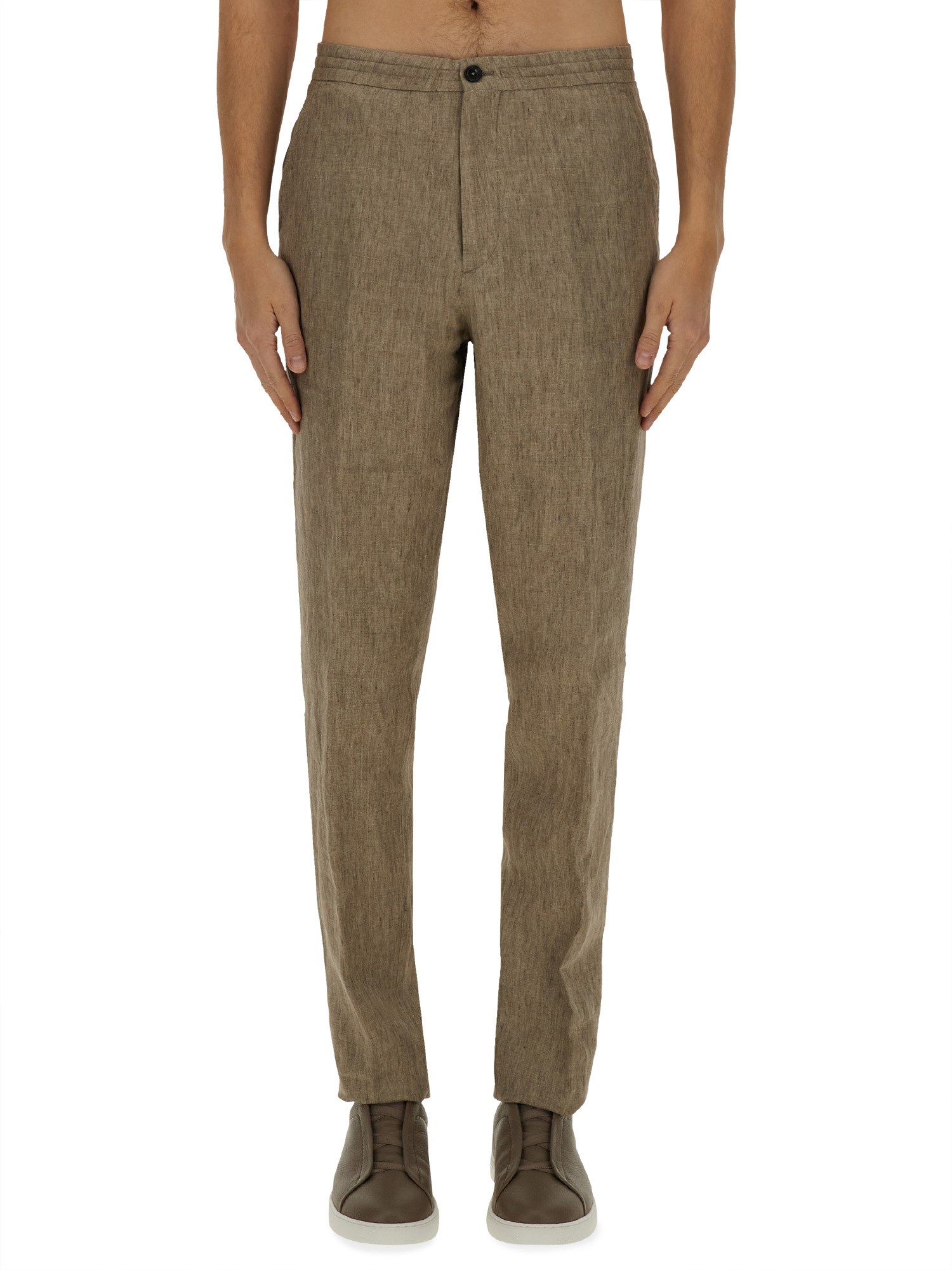 Zegna Stretch Gabardine Denim Jean In Beige