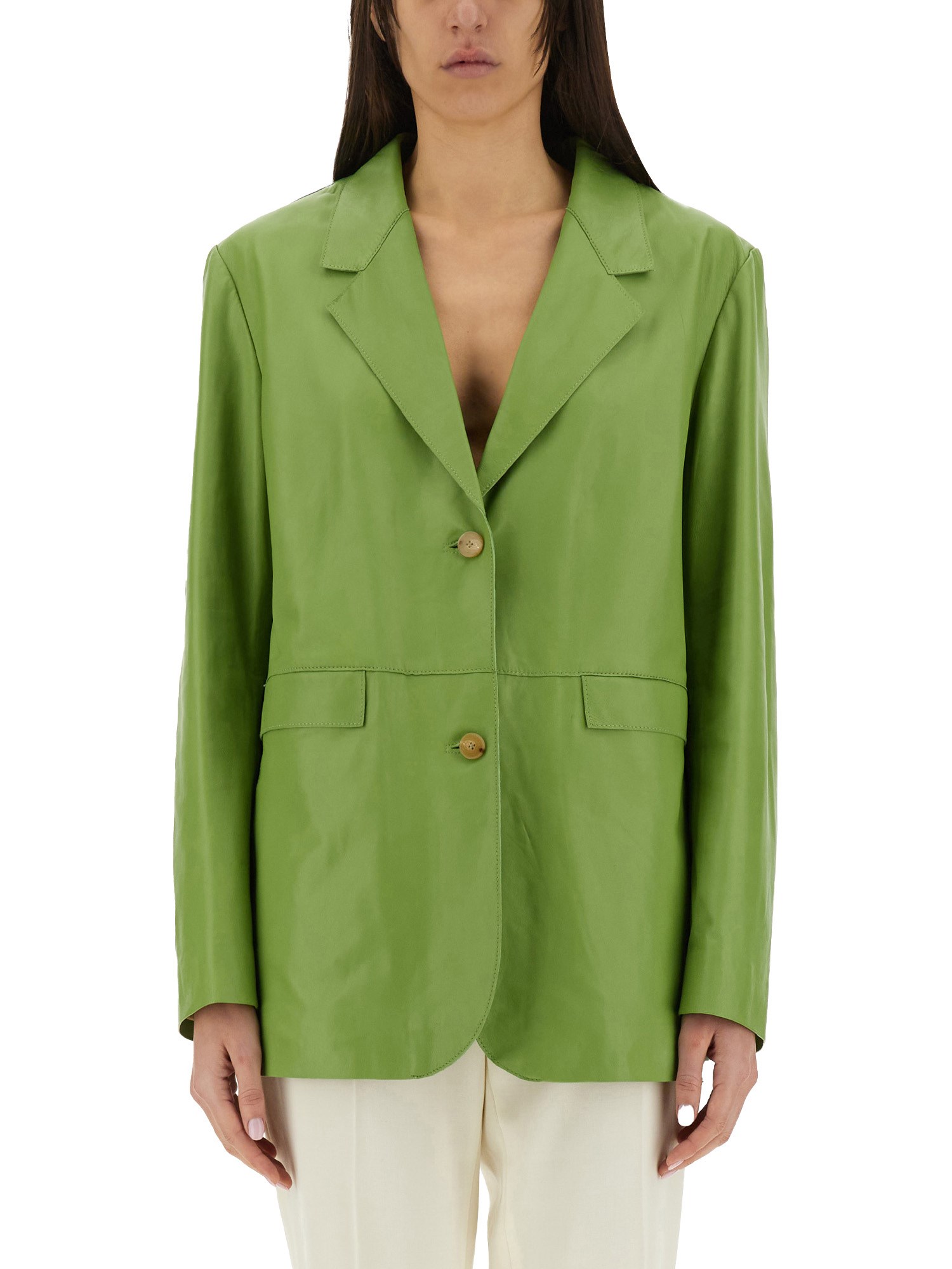 ALYSI OVERSIZED LEATHER BLAZER 