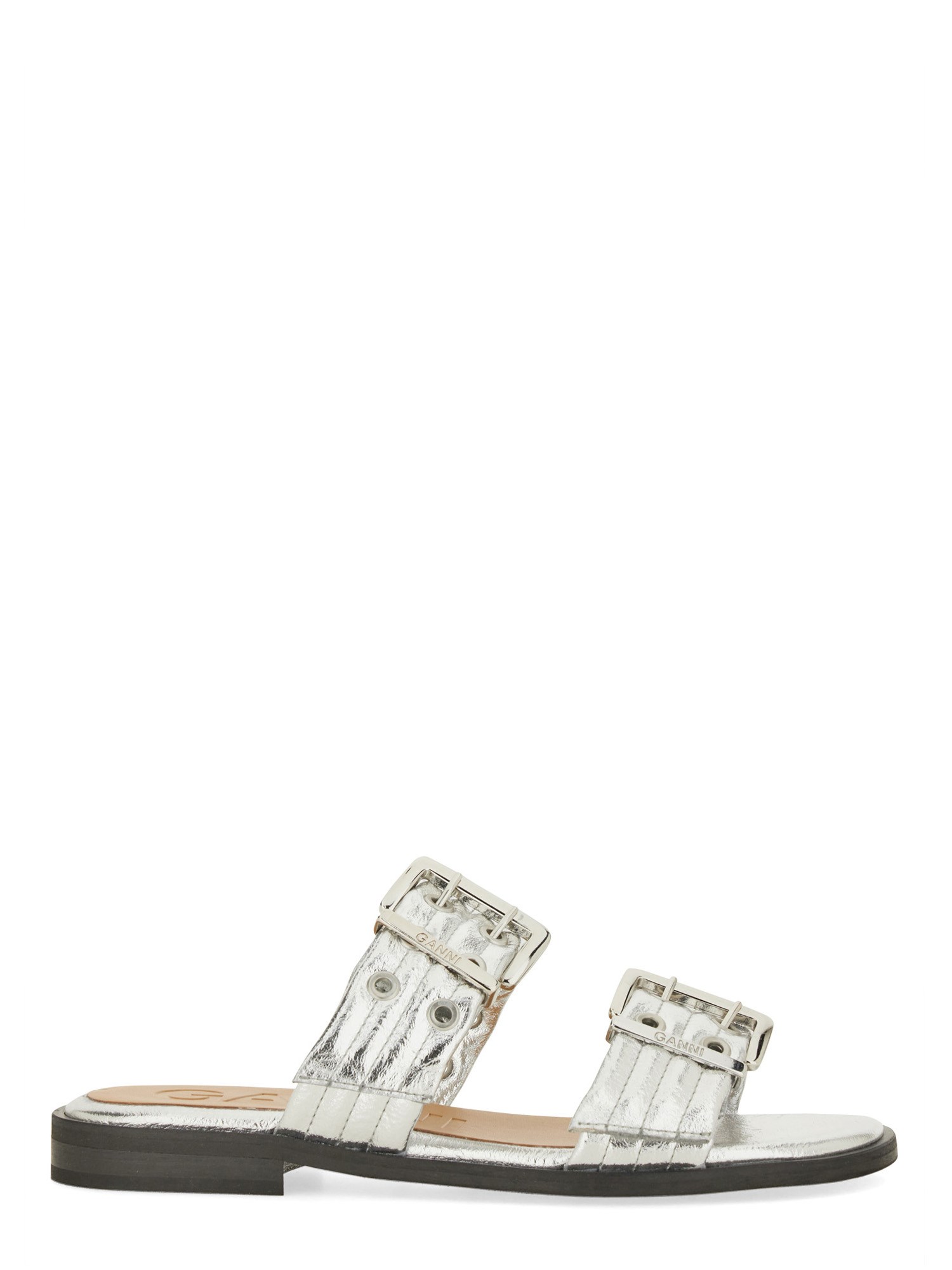Ganni Sandal With Buckle In Silver