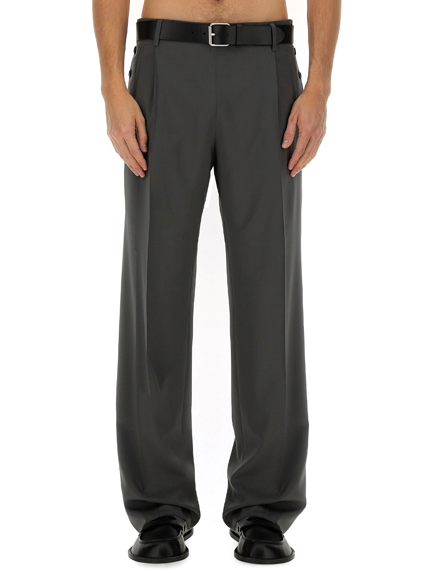 Moschino Wool Pants Back Pockets In Grey