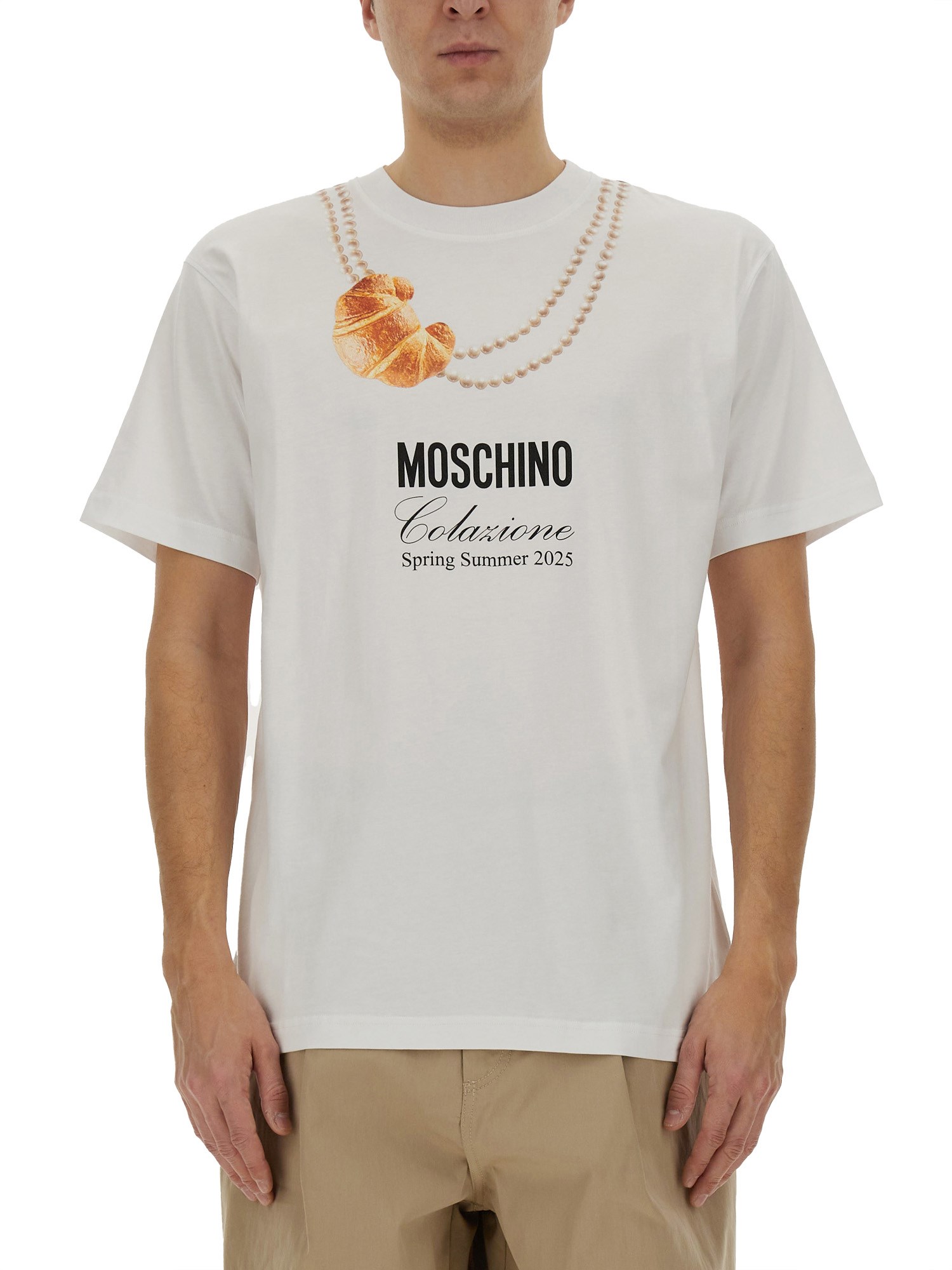 Moschino Crew Neck Graphic Print Short Sleeves T-shirt In White