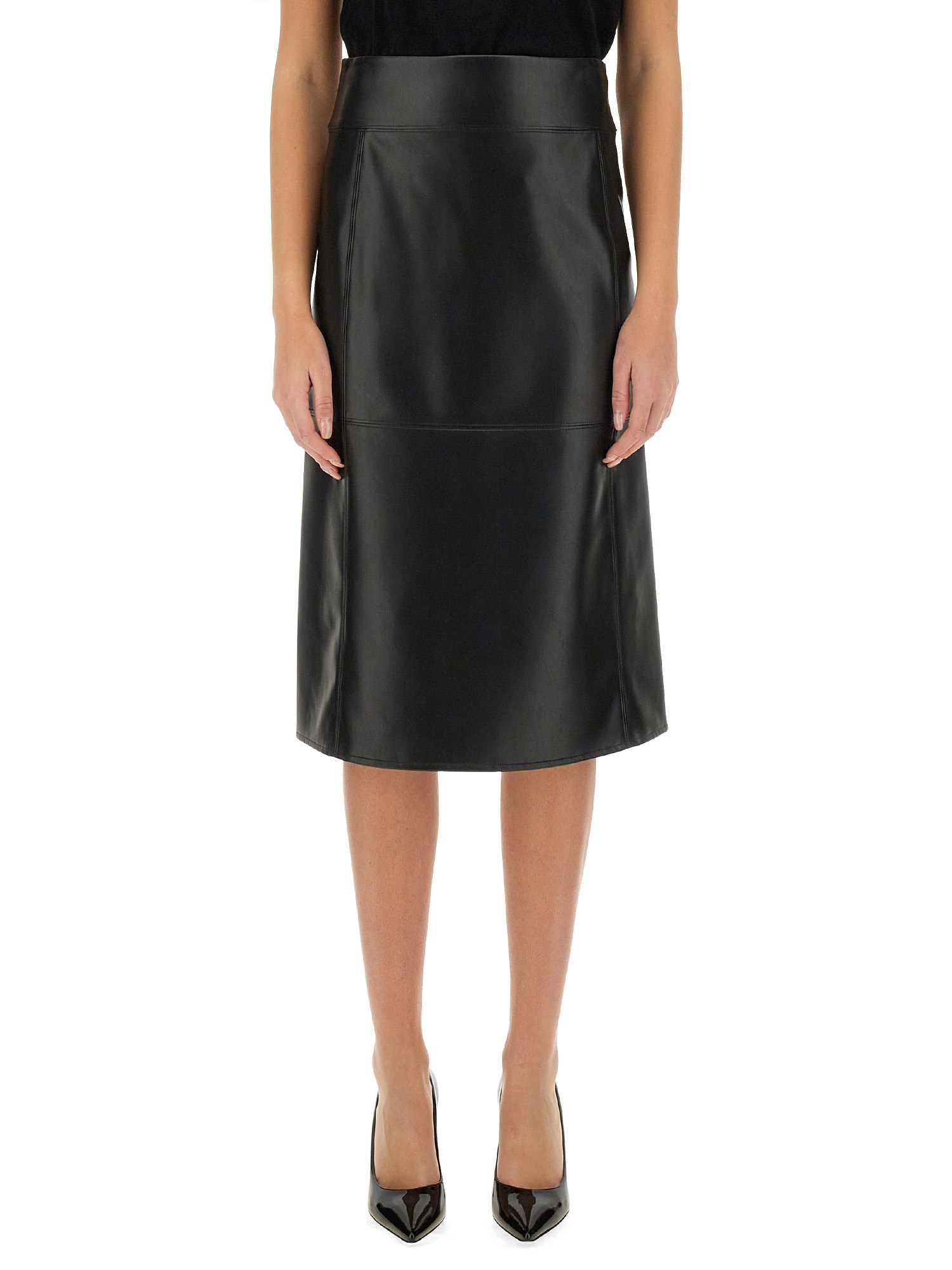 S Max Mara Rimini Faux Leather Midi Skirt In Black