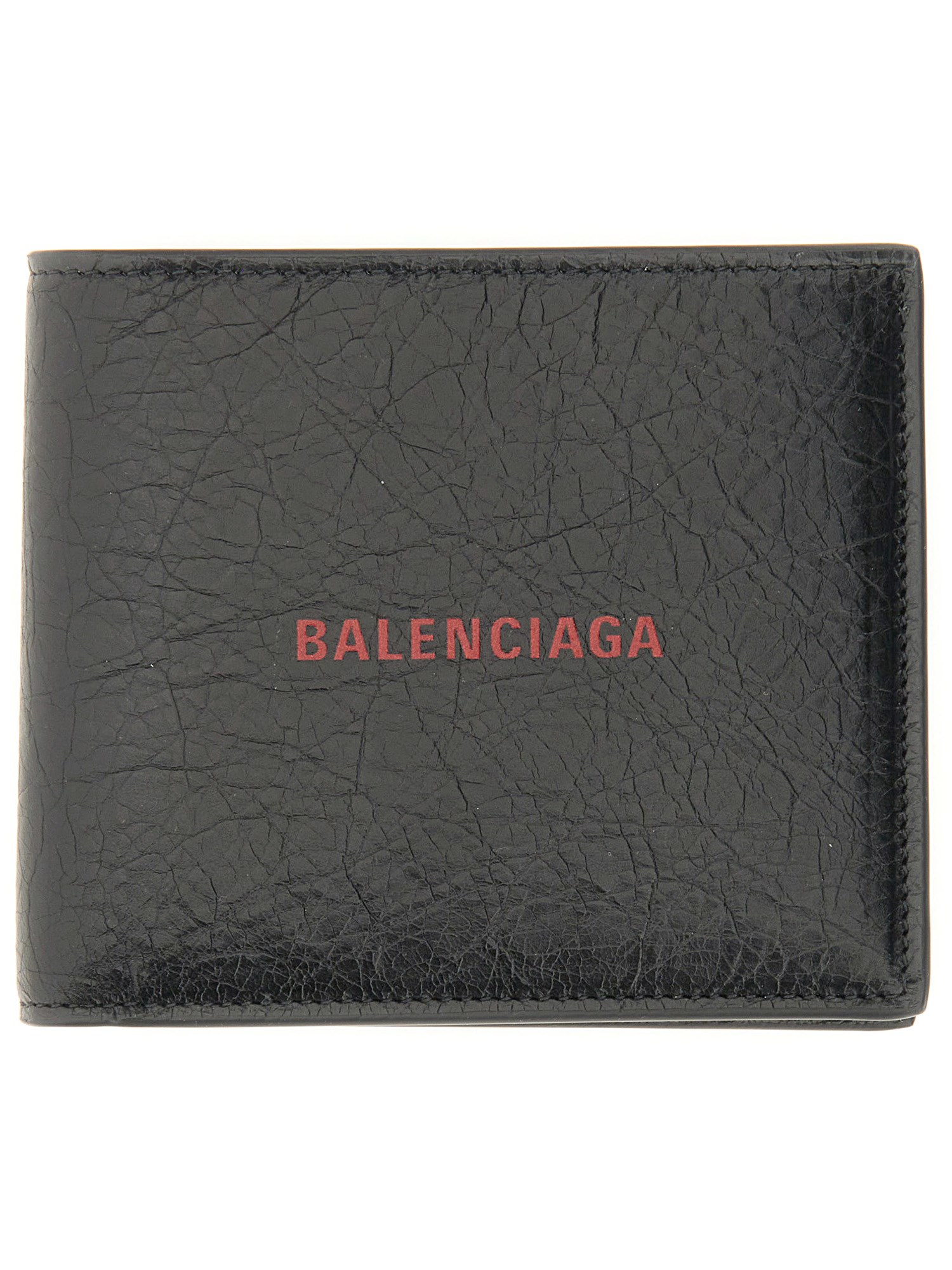 Balenciaga Bi-fold Leather Wallet In Black