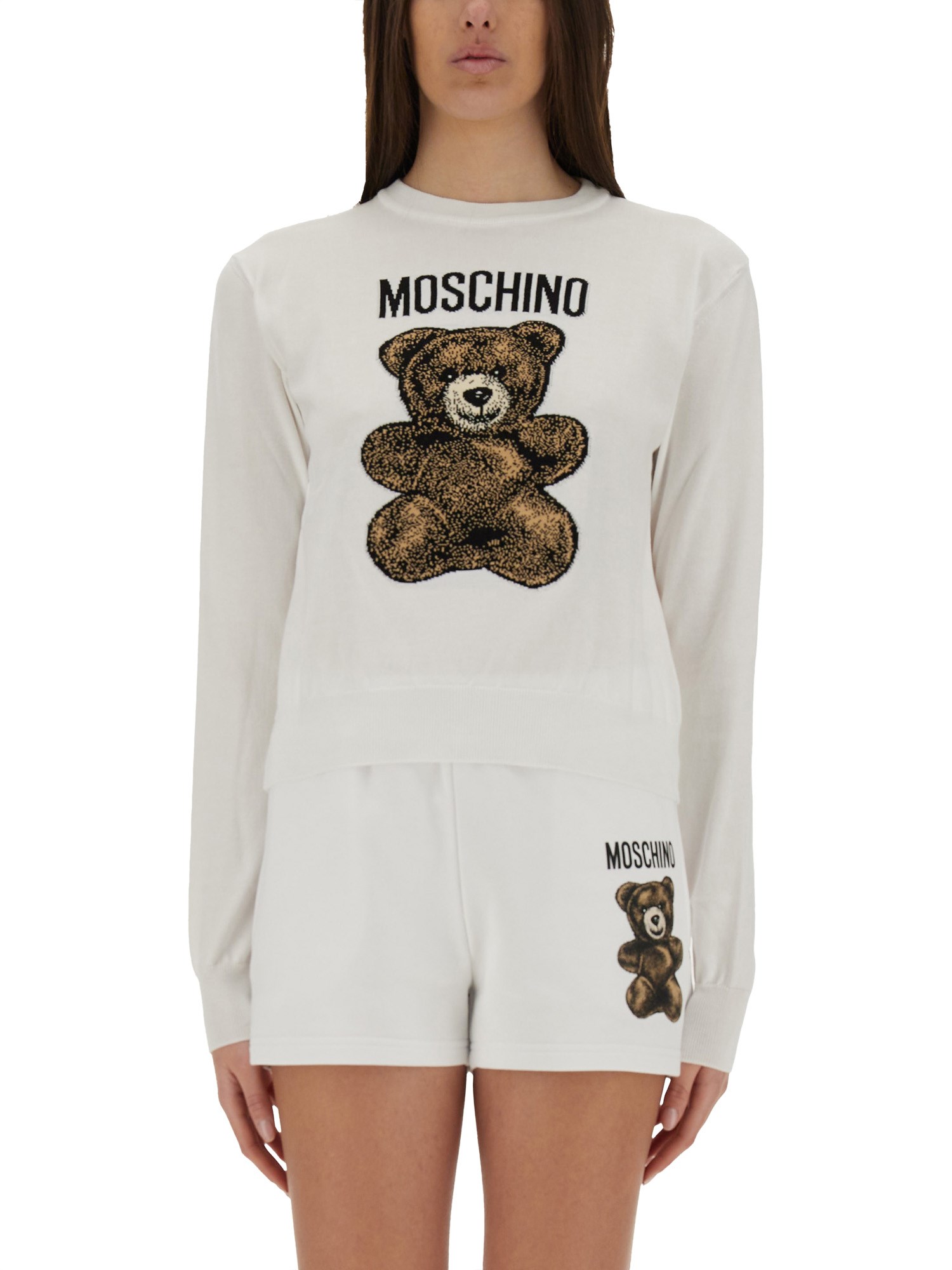 Moschino Logo Printed Cotton Jersey T-shirt In White