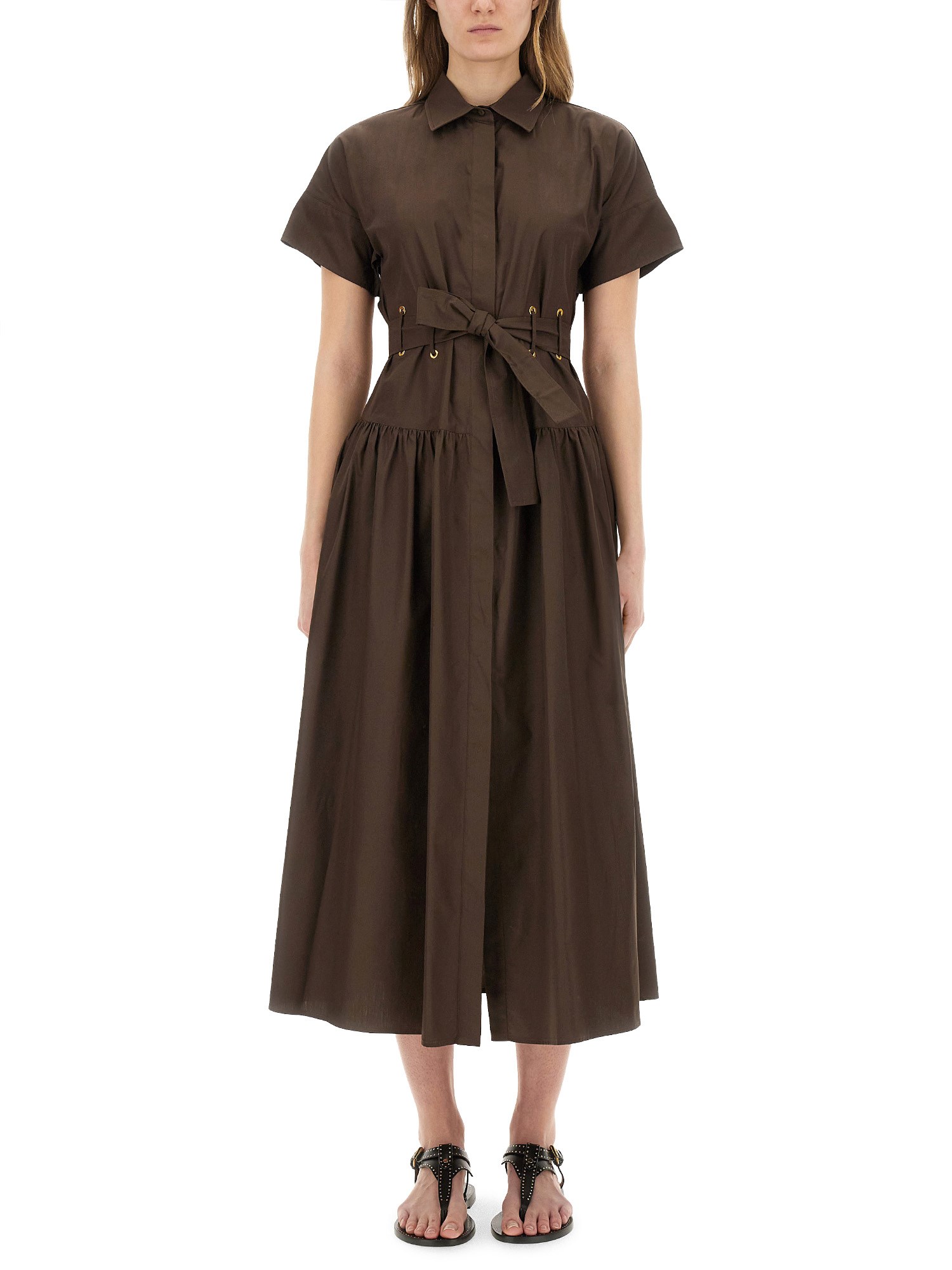 Max Mara Womens Agoraio Short-sleeves Cotton-poplin Maxi Dress Coffee In Brown