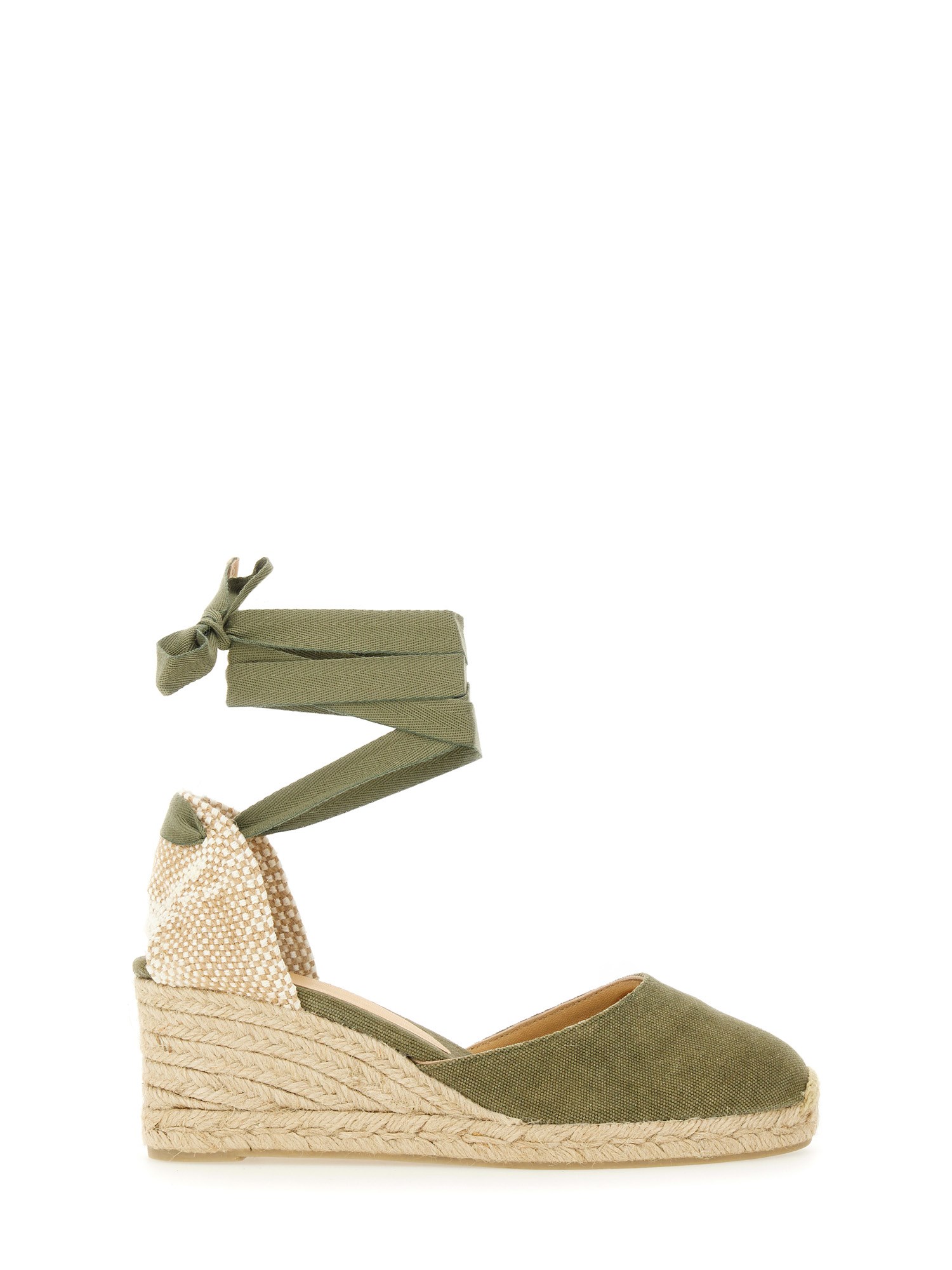 Castaã±er Lace-up Chiara Espadrilles With Wedge 9cm In Green
