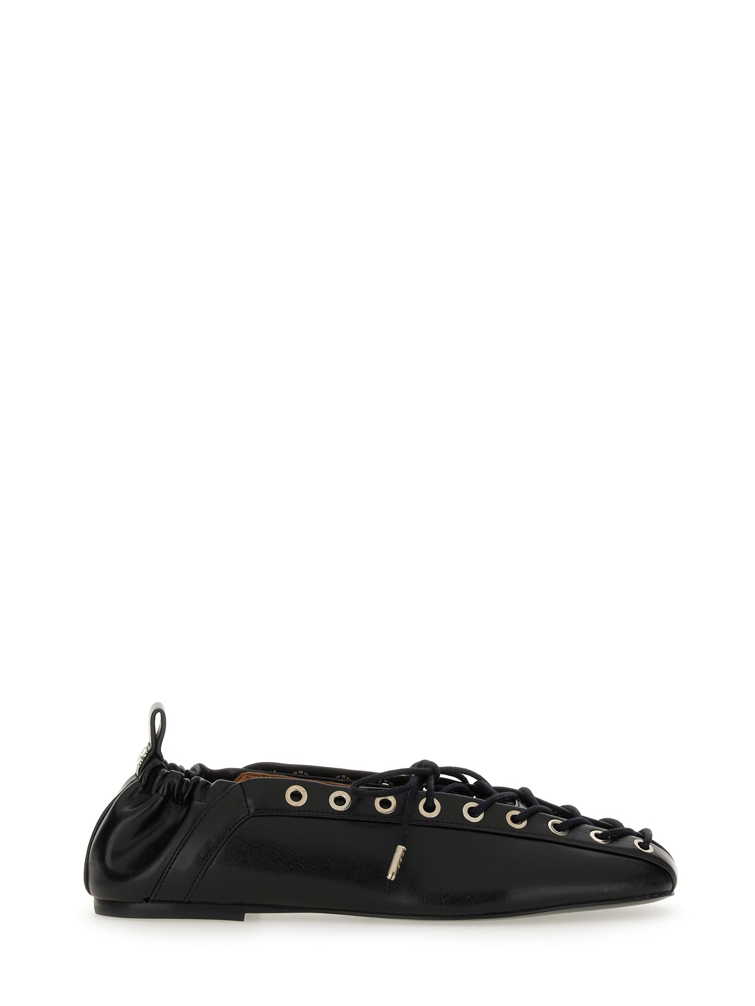 ganni lace-up ballerina