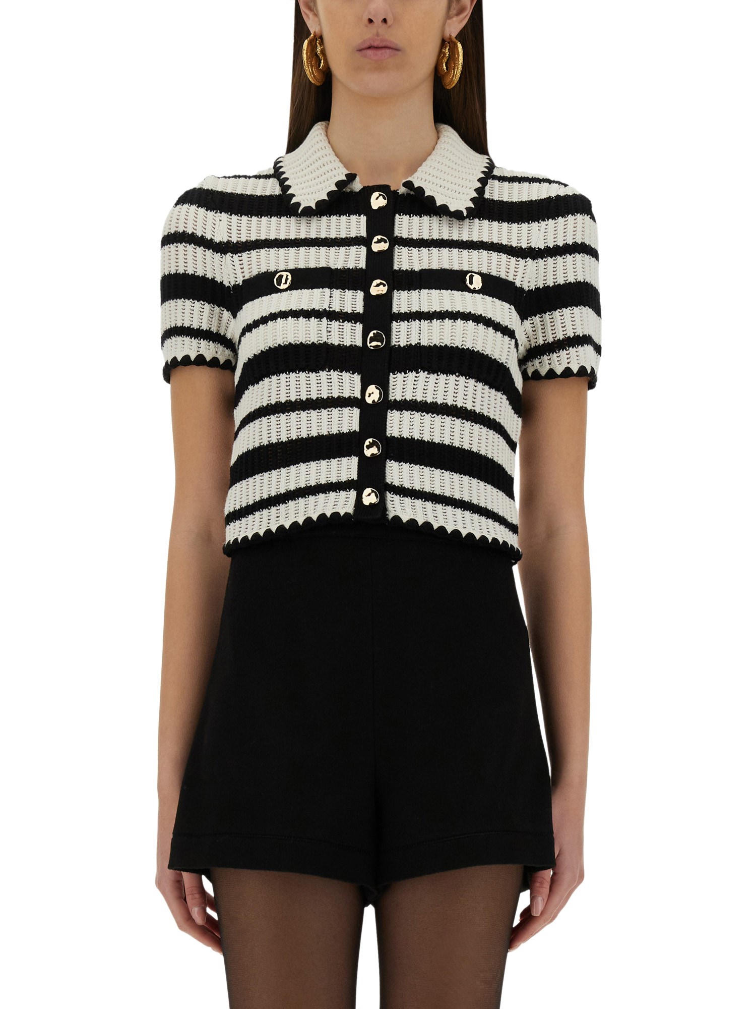 SELF-PORTRAIT STRIPED CROCHET TOP 