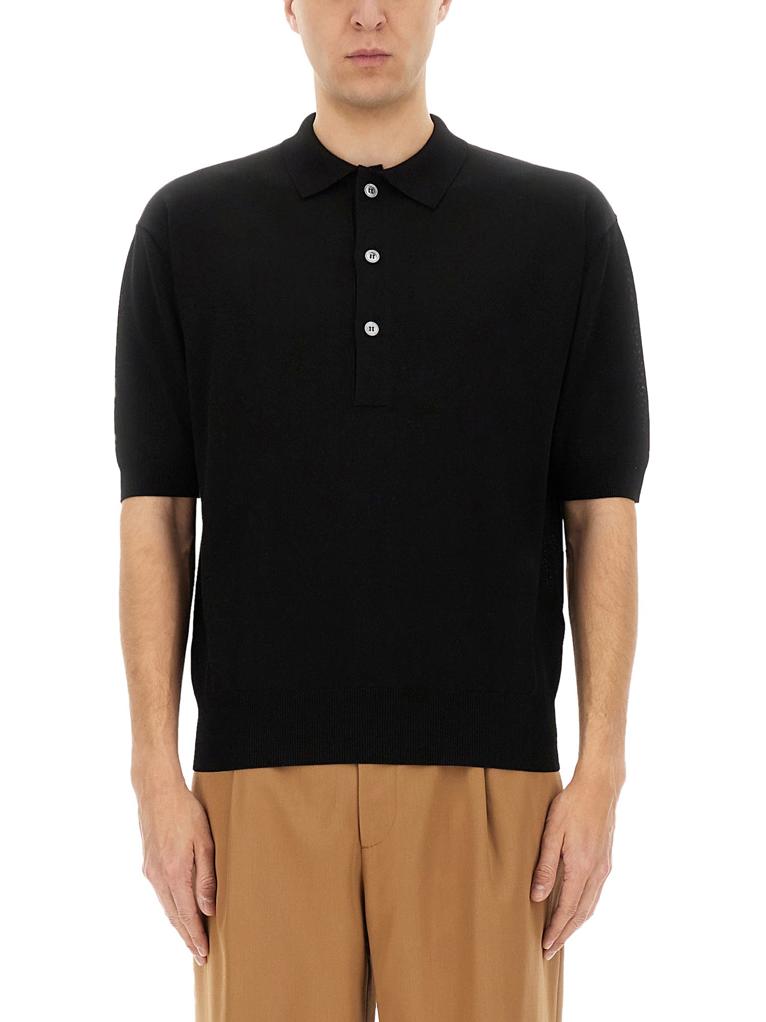 Lardini Knitted Polo. In Black