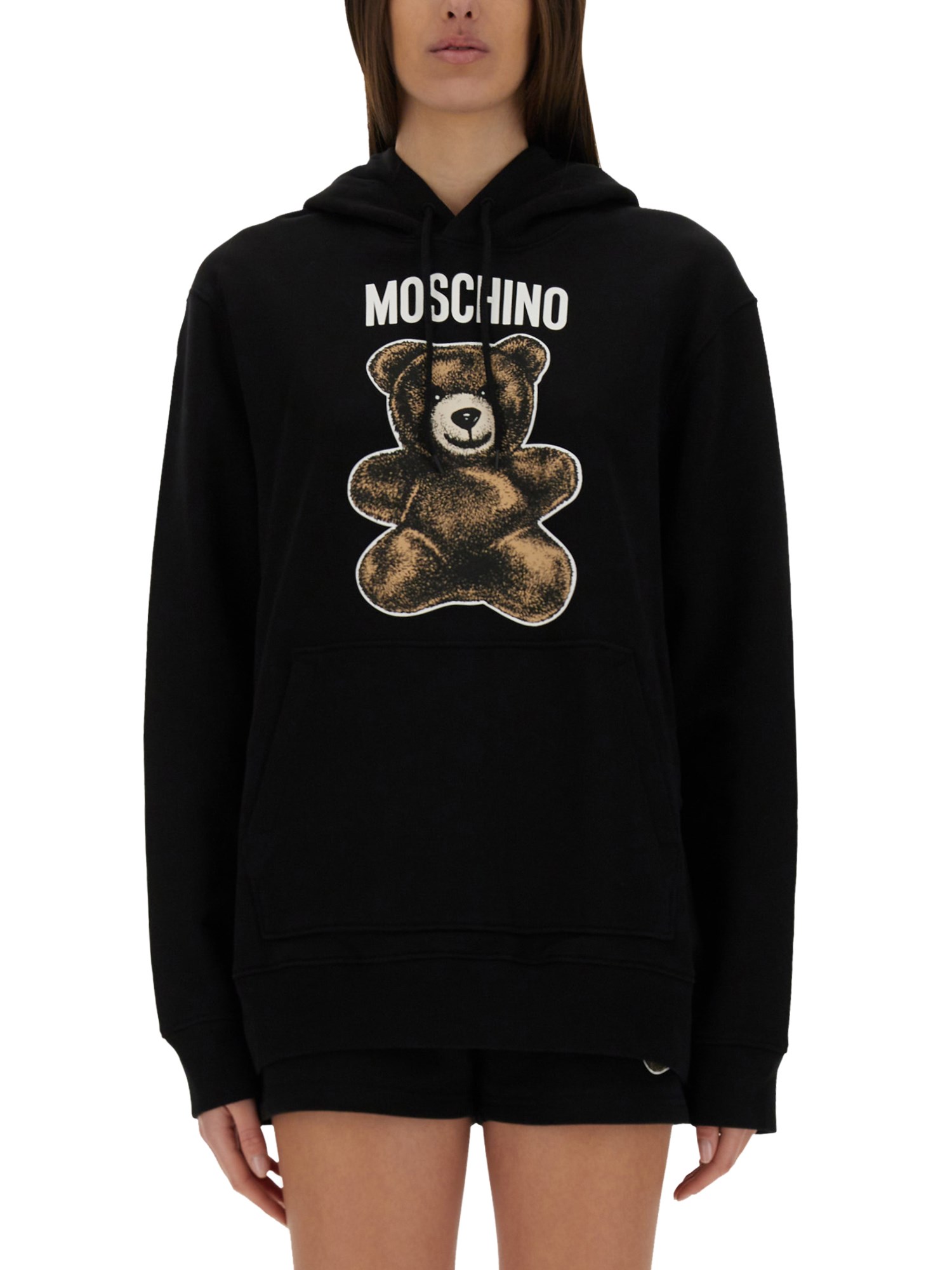Moschino Teddy Bear Print Oversized Hoodie In Black