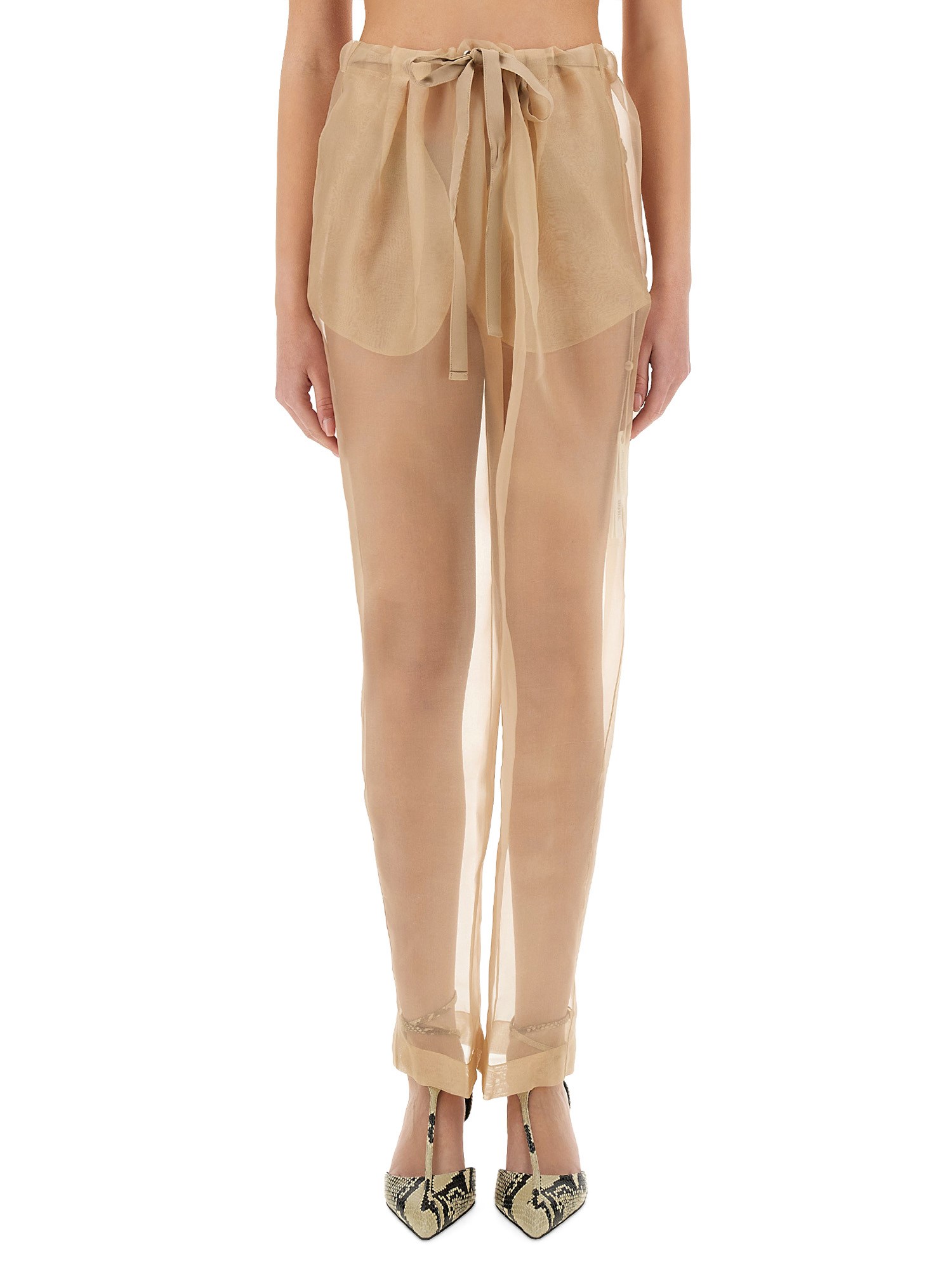 Khaite Trenton Pleated Silk-organza Tapered Pants