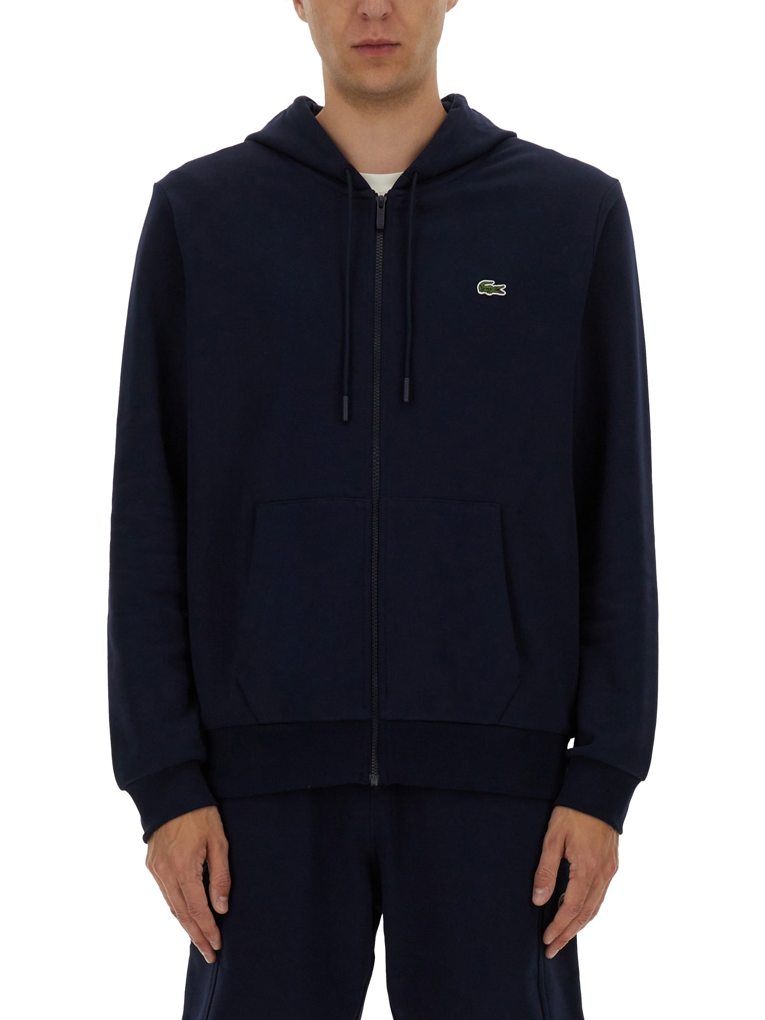 Lacoste Zipper Hoodie In Blue
