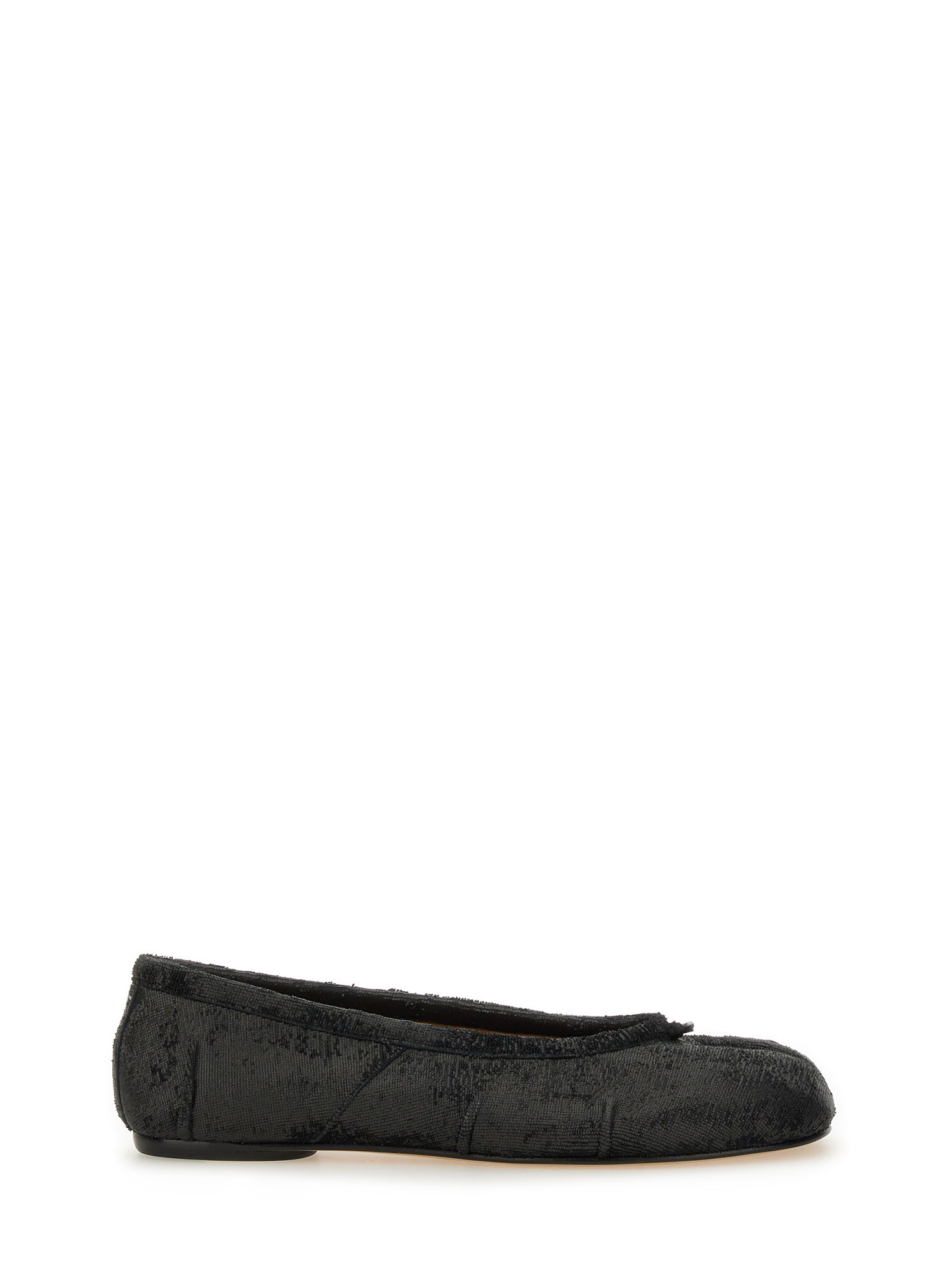 Maison Margiela Black Leather Tabi Ballerinas With Iconic Tabi Split-toe In Black