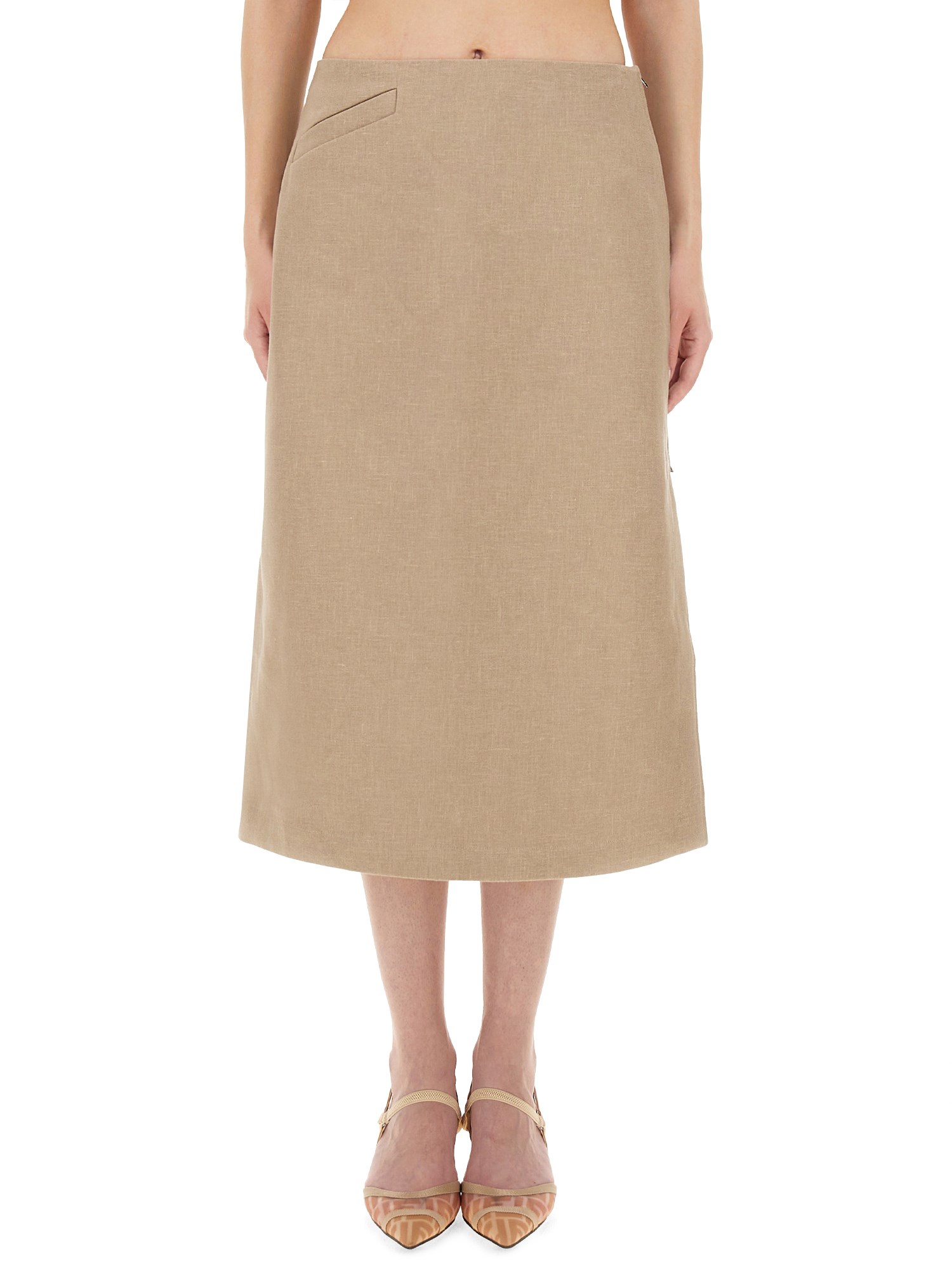 fendi waxed linen skirt