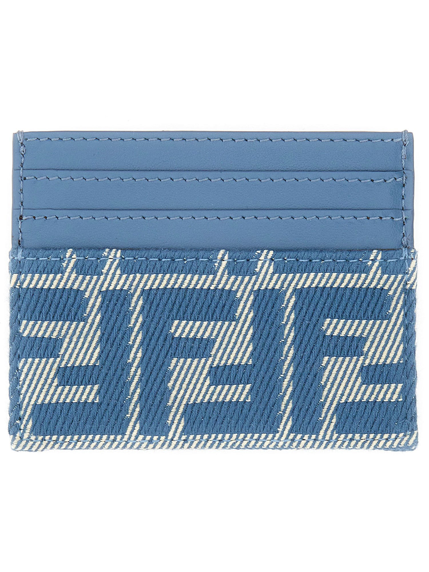 Fendi Blue Denim Cotton Card Holder