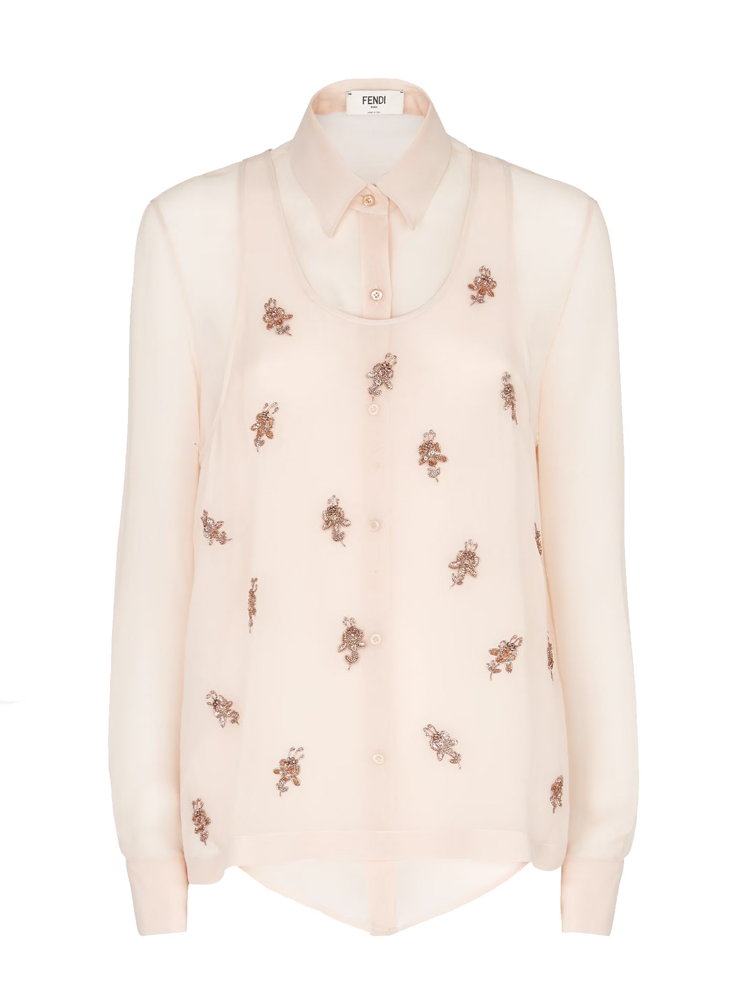 Fendi Georgette Top With Rhinestones And Sequins Embroidery