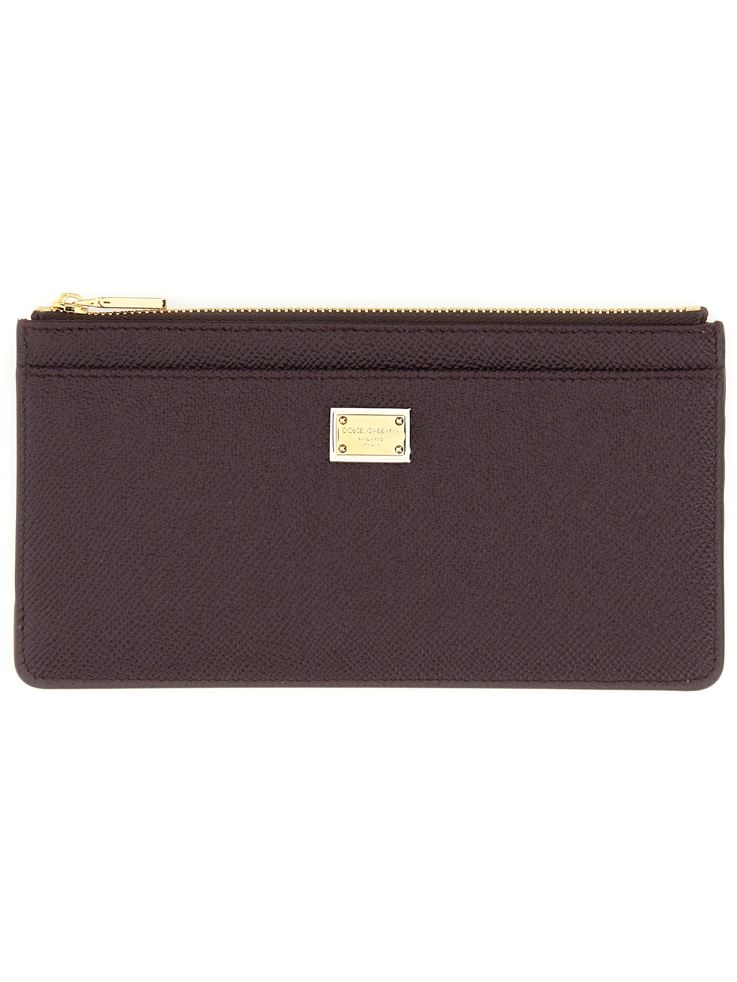 Dolce & Gabbana Big Card Holder "nameplate" In Bordeaux