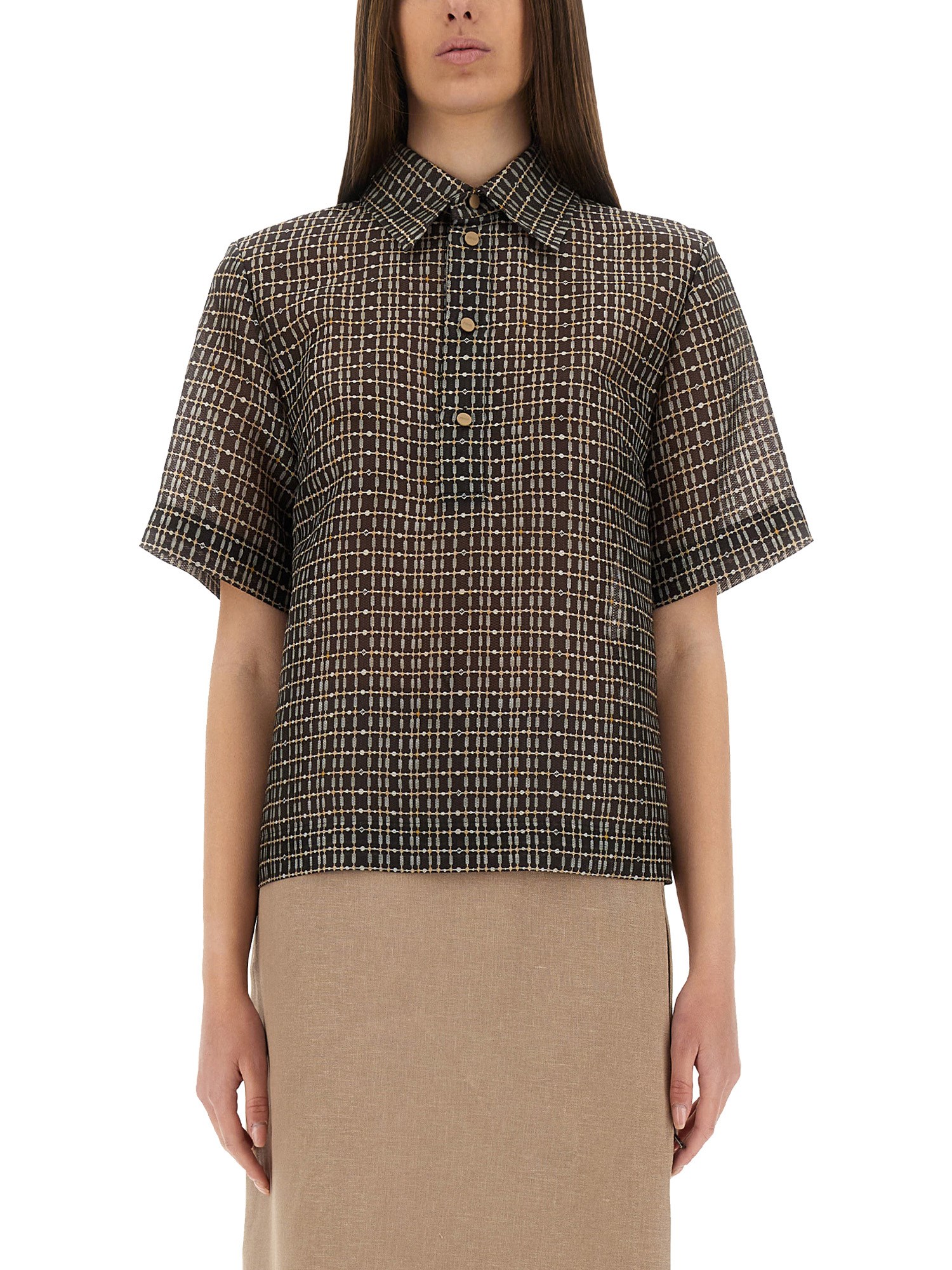 Fendi Grid-pattern Polo Top