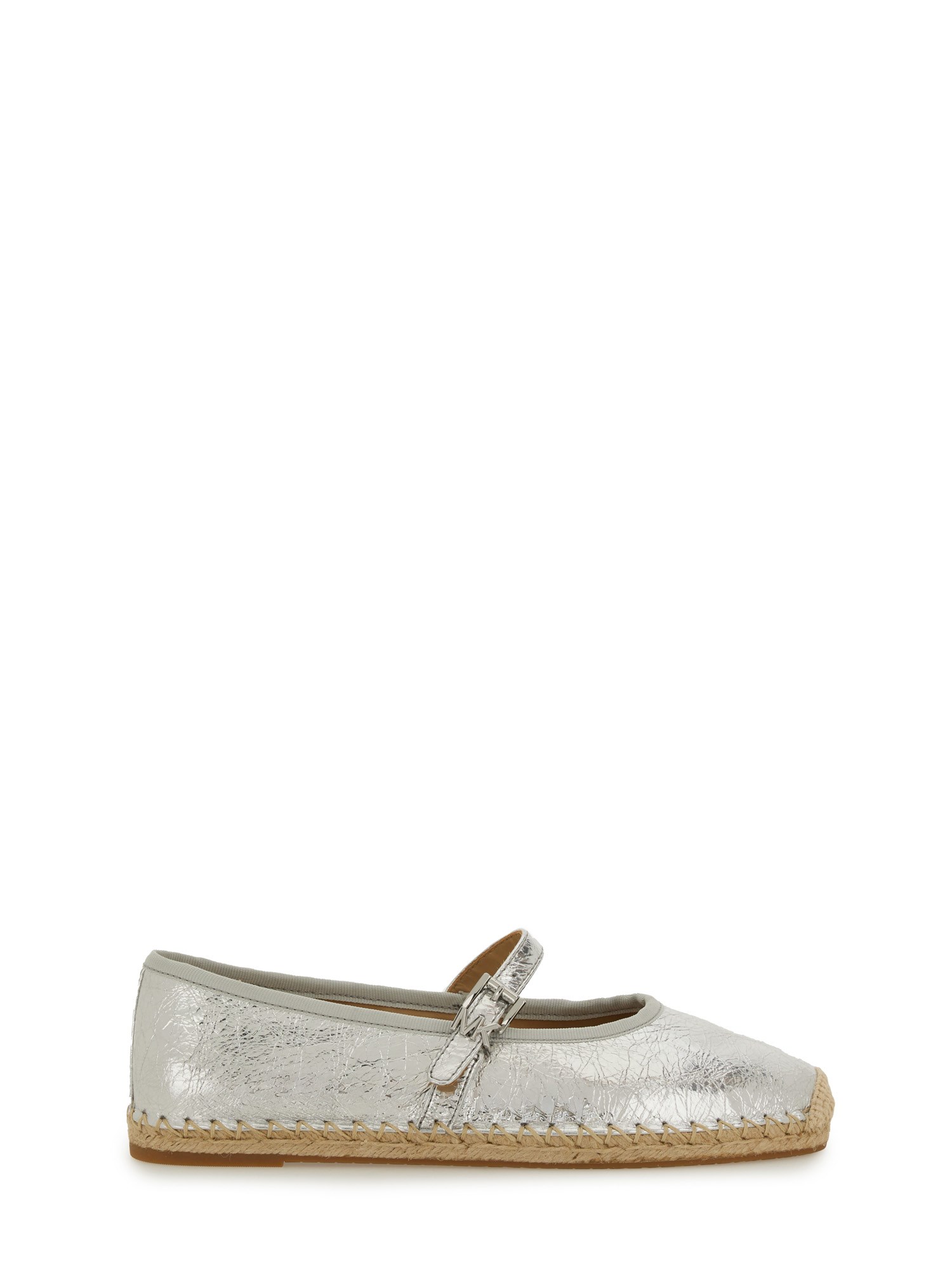 Michael Michael Kors Lynn Metallic Leather Ballet Espadrille In Silver