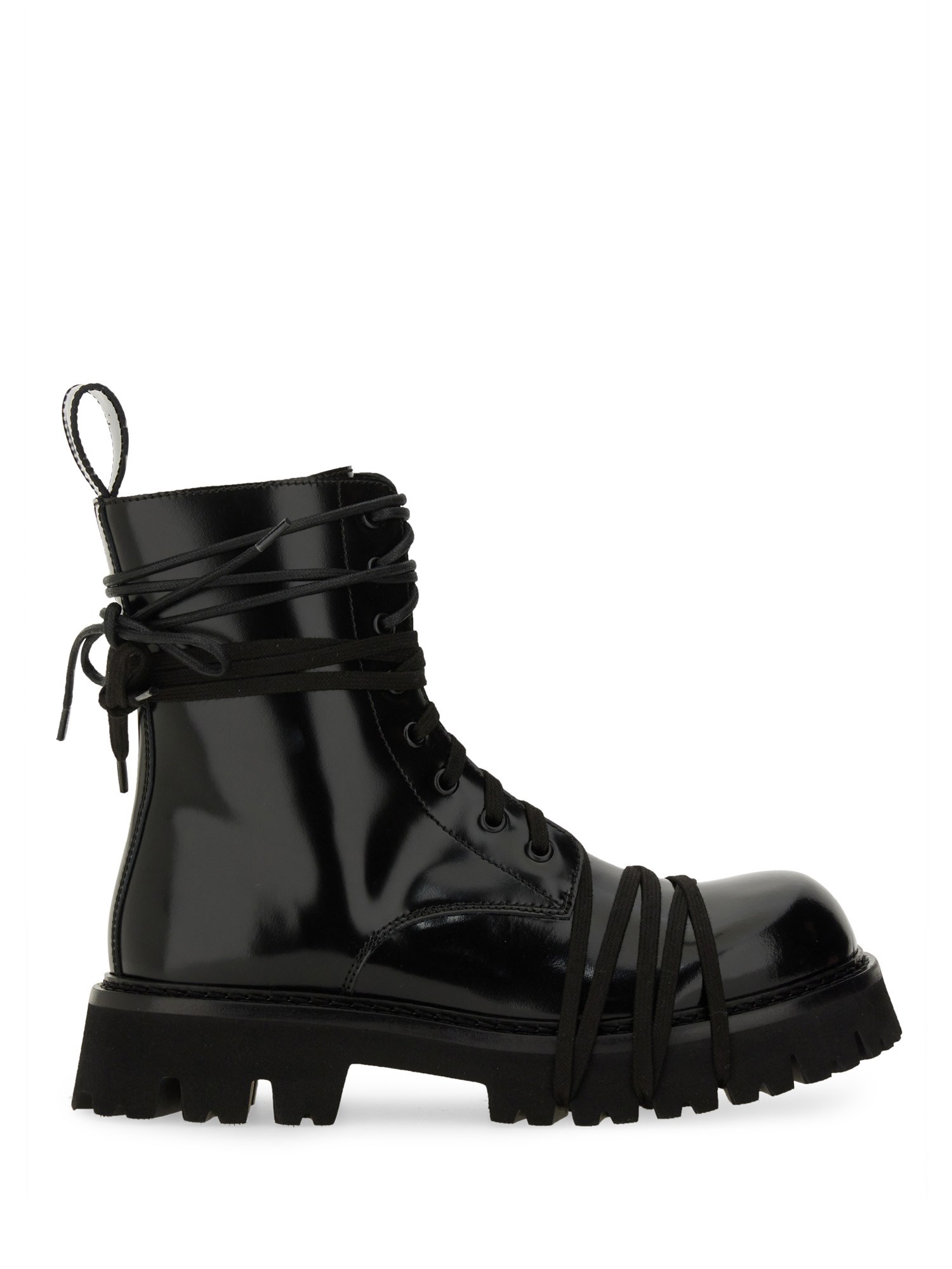 Moschino Lace-up Boot In Black