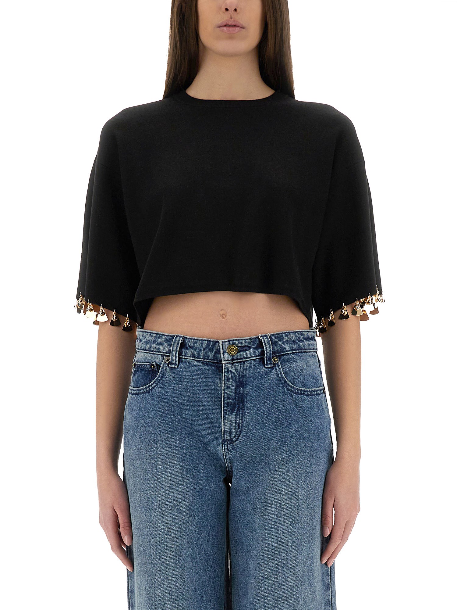 Rabanne knit crop t-shirt - rabanne - Modalova