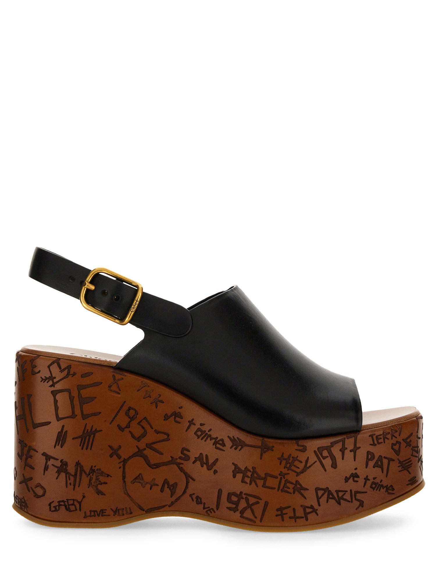 Chloé Maxime Wedge Sandals In Black