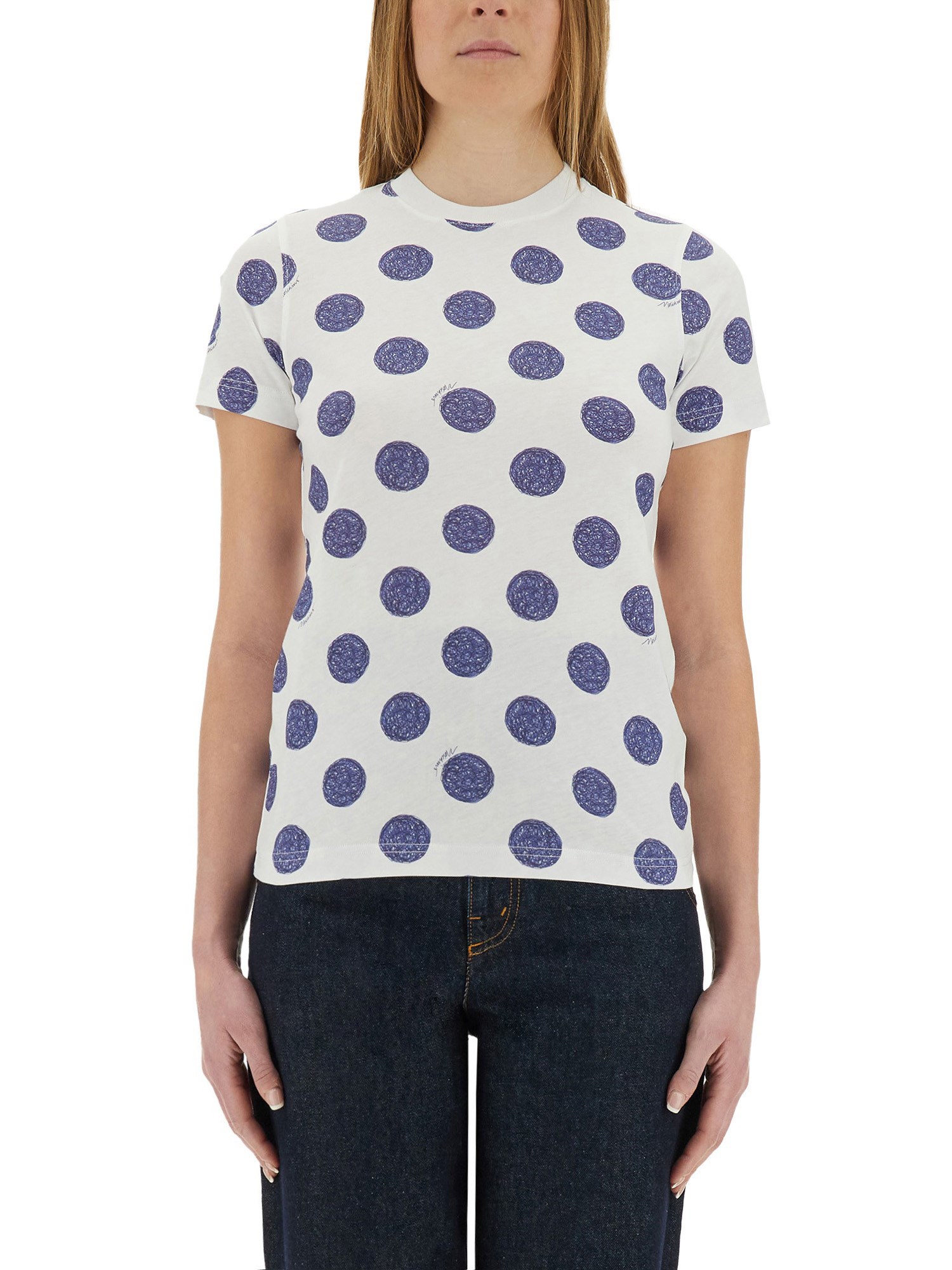 Shop Moschino "ballpoint Pen Polka Dots" T-shirt In White