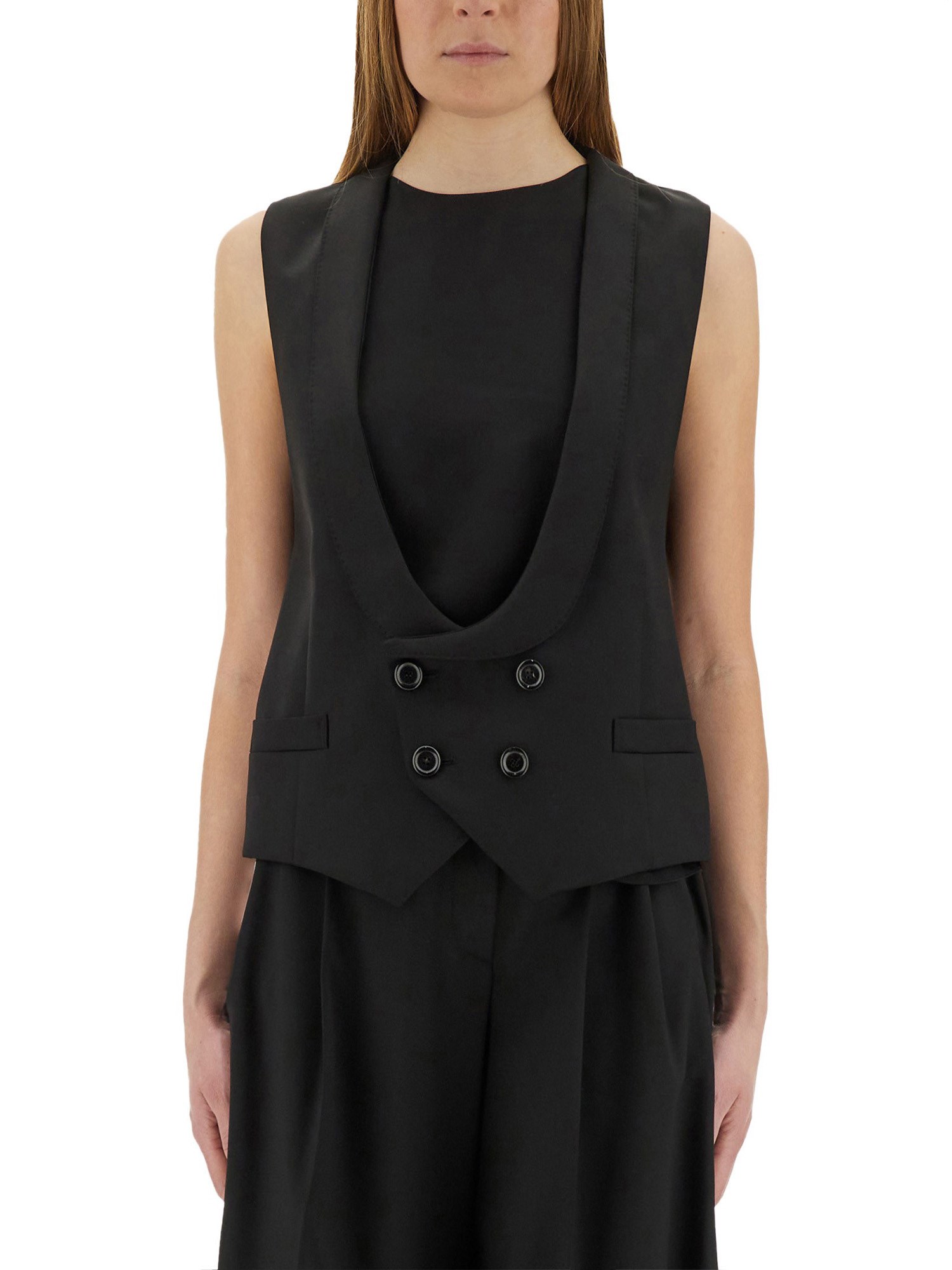 Moschino Women Vest With Wide Neckline In Black
