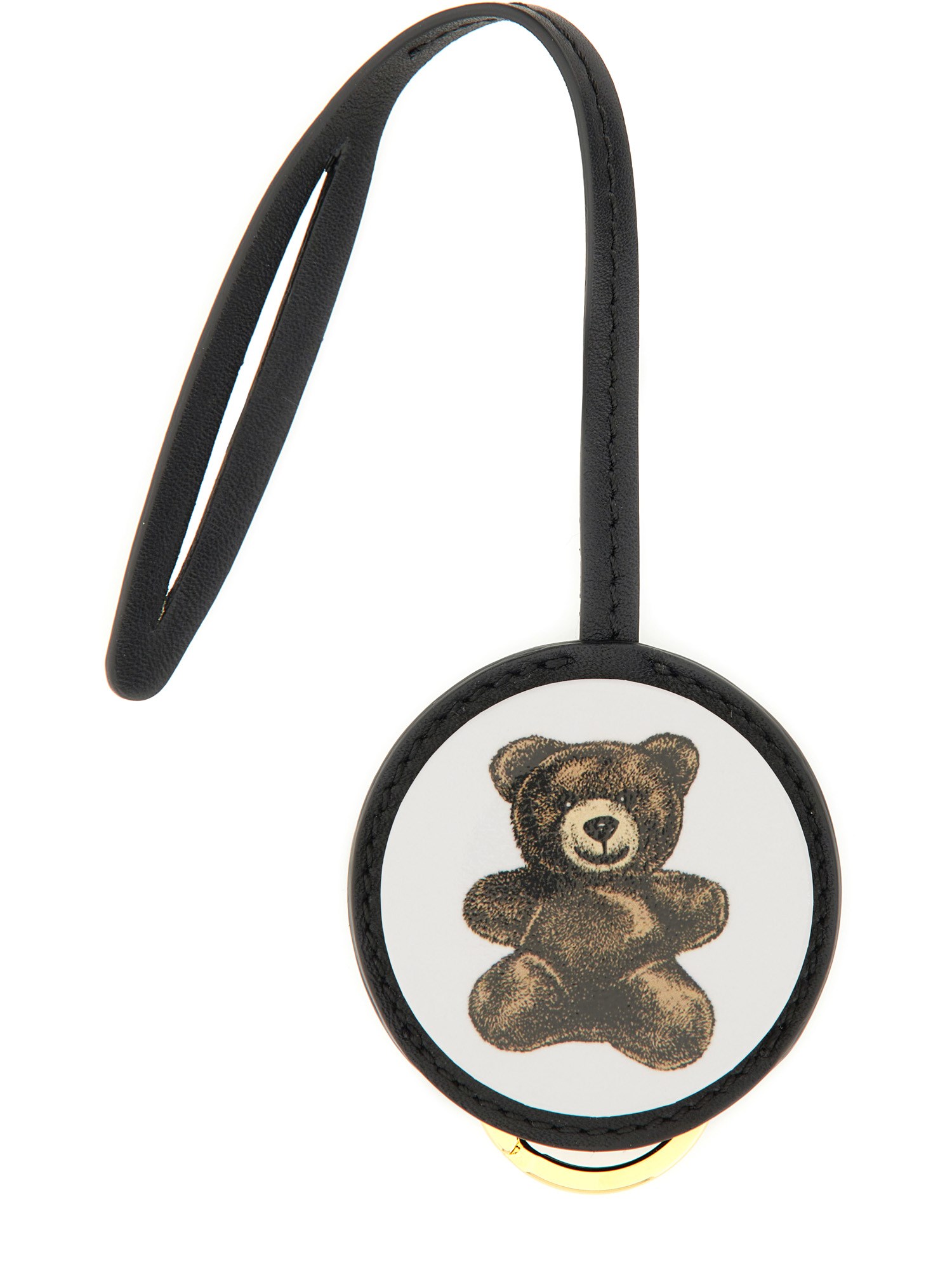 Moschino Leather Keychain In Multi