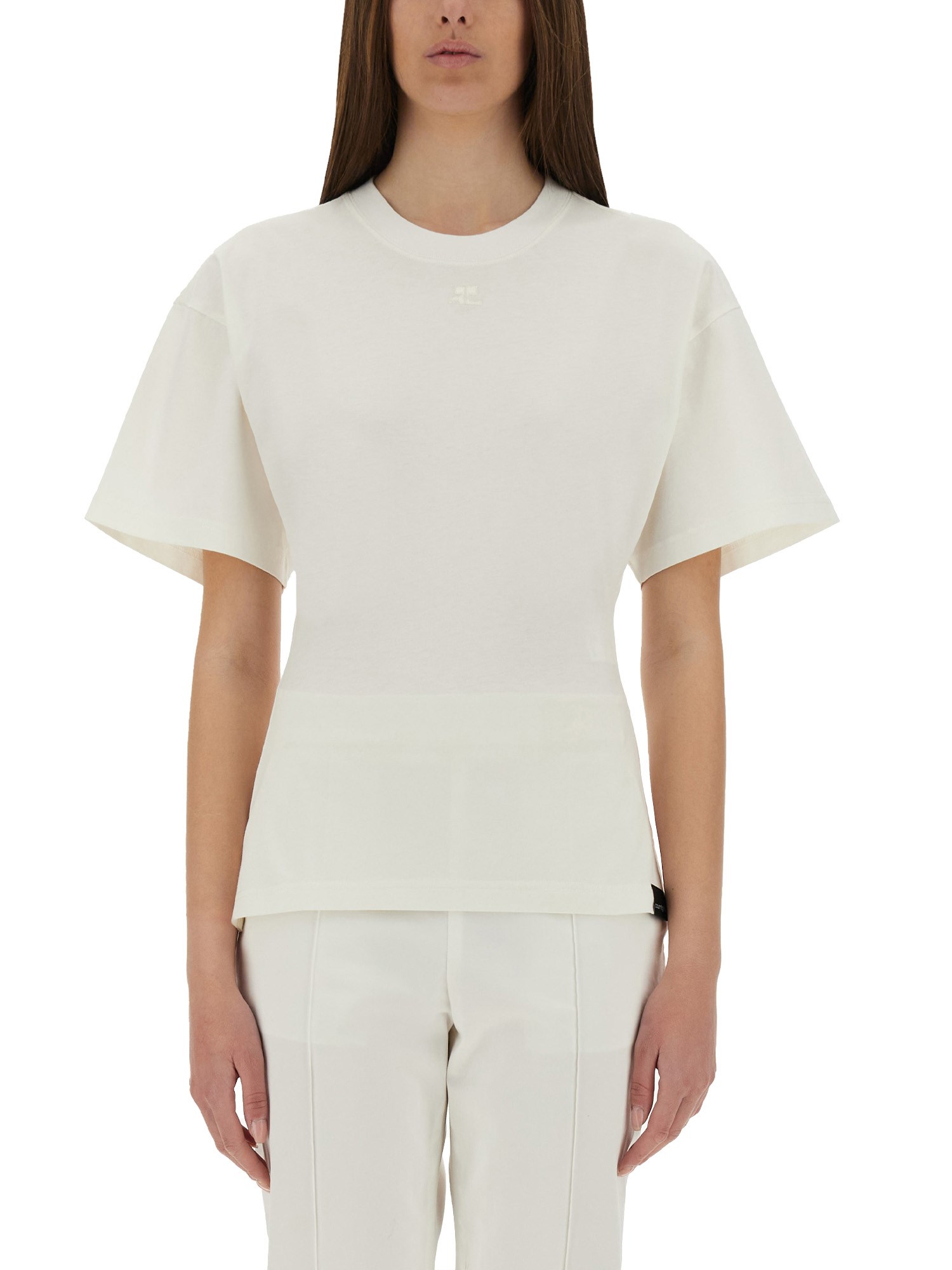 Shop Courrèges "fitted" T-shirt In White