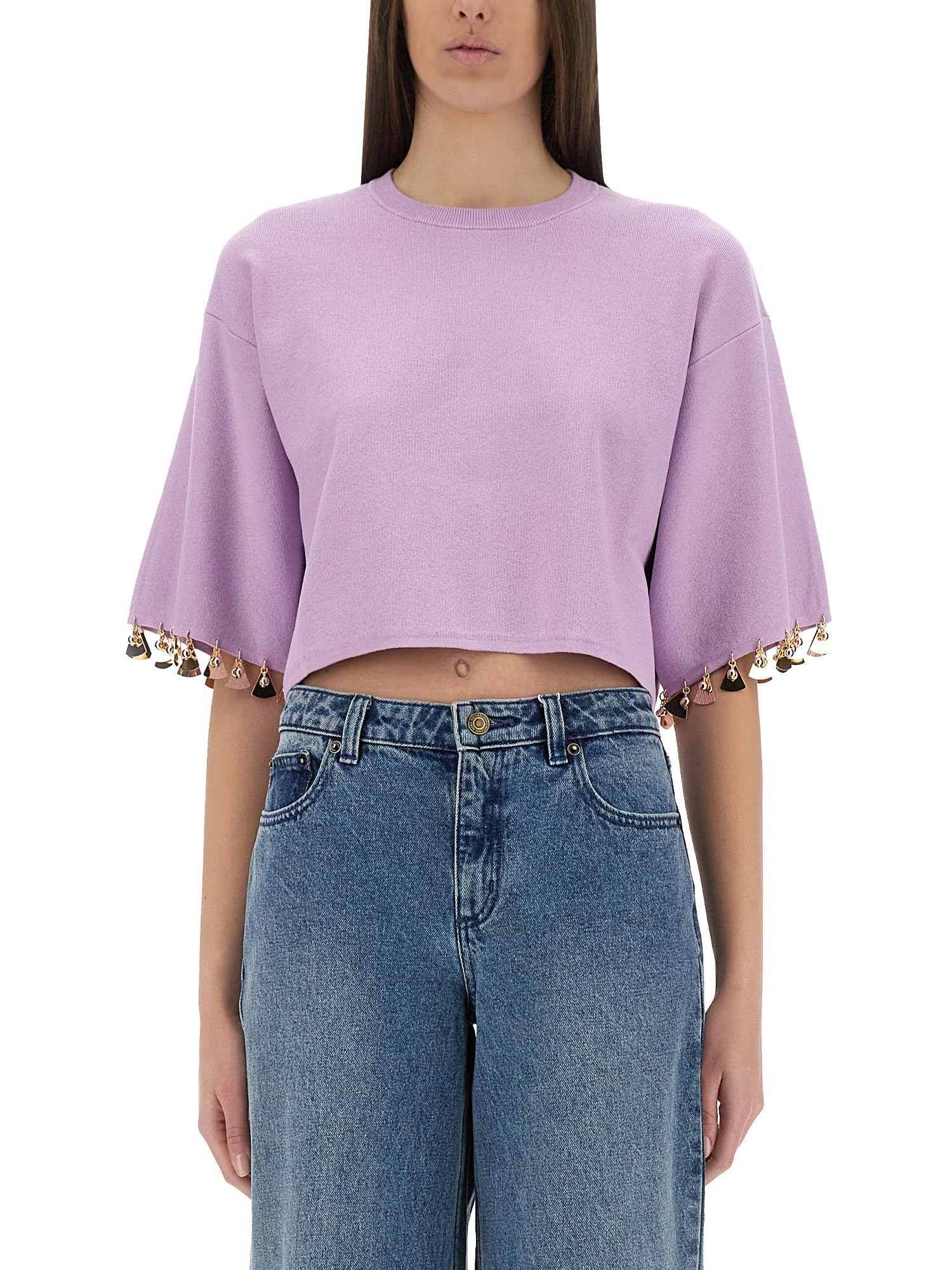 Rabanne knit crop t-shirt - rabanne - Modalova