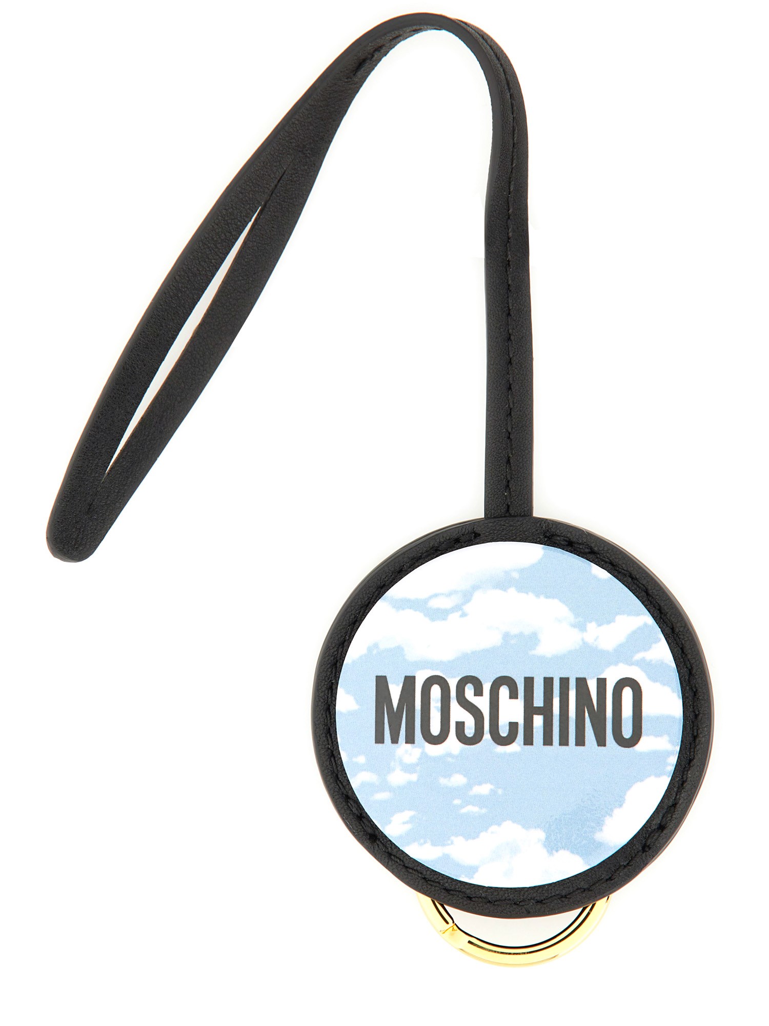 Moschino Leather Keychain In Multi